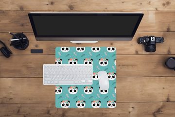 MuchoWow Gaming Mauspad Panda - Tiere - Blumen - Design (1-St), Mousepad mit Rutschfester Unterseite, Gaming, 40x40 cm, XXL, Großes