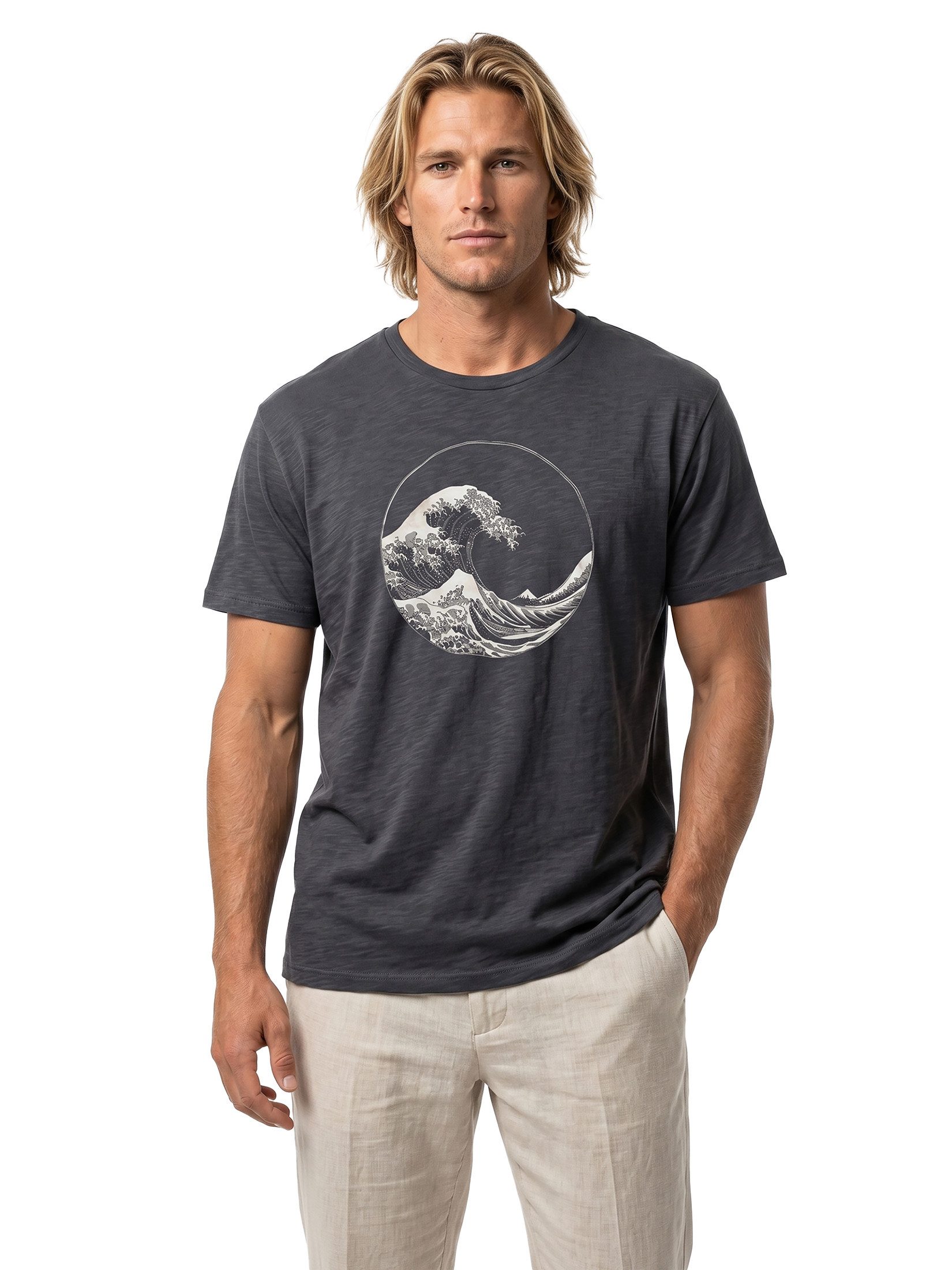 MAKAYA T-Shirt Männershirt mit Wellenmotiv – Cooles Surfdesign für Wassersport (Schwarz, Blau, Grün, Grau, Blaugrau, S, M, L, XL, XXL, XXXL, XXXXL, XXXXXL) Baumwolle