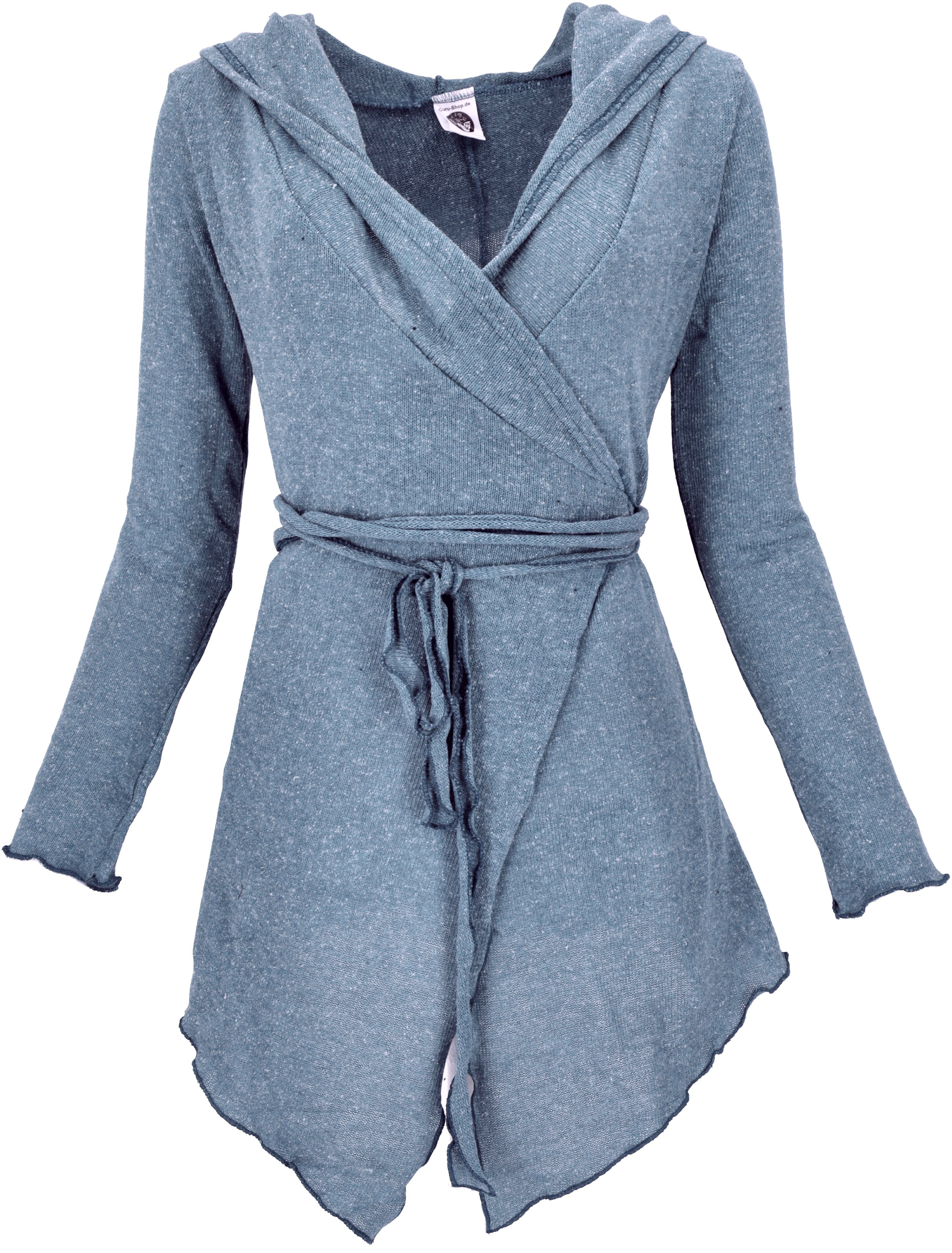 Guru-Shop Langjacke Pixi Wickel-Strickjacke - taubenblau günstig online kaufen