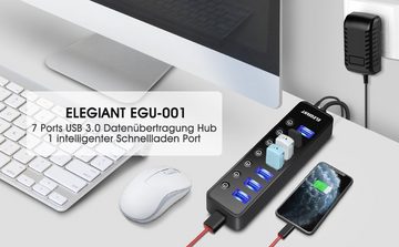 ELEGIANT EGU-001 USB-Adapter zu USB-C, 100 cm, 7 USB Hub 1 Schnellcharging