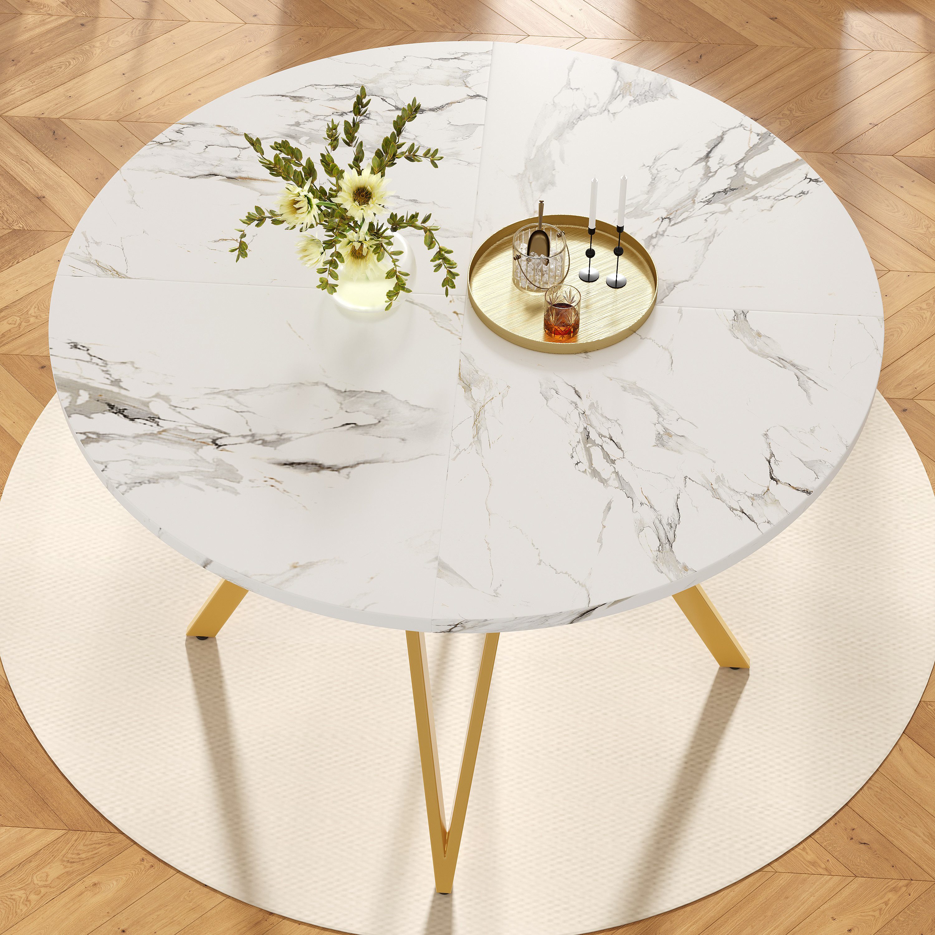 STILVORA Essgruppe 100×100×76cm Runder Küchentisch mit günstig online kaufen