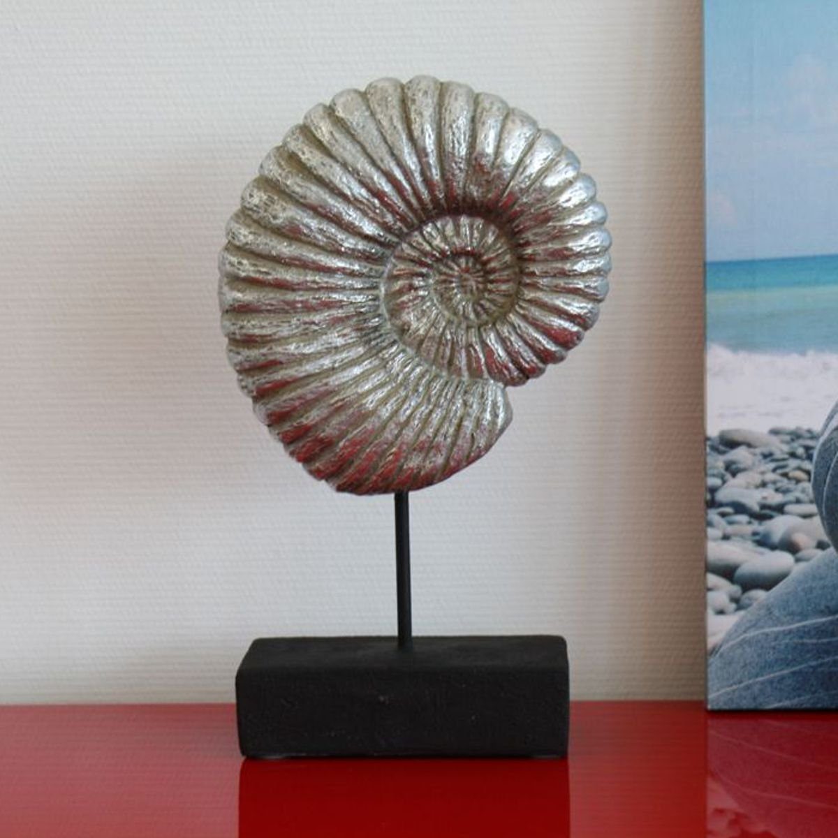 440s Ammonit Dekoobjekt H 440s Polyresin, silberfarben, ca.28.5cm Hilda Tabletop