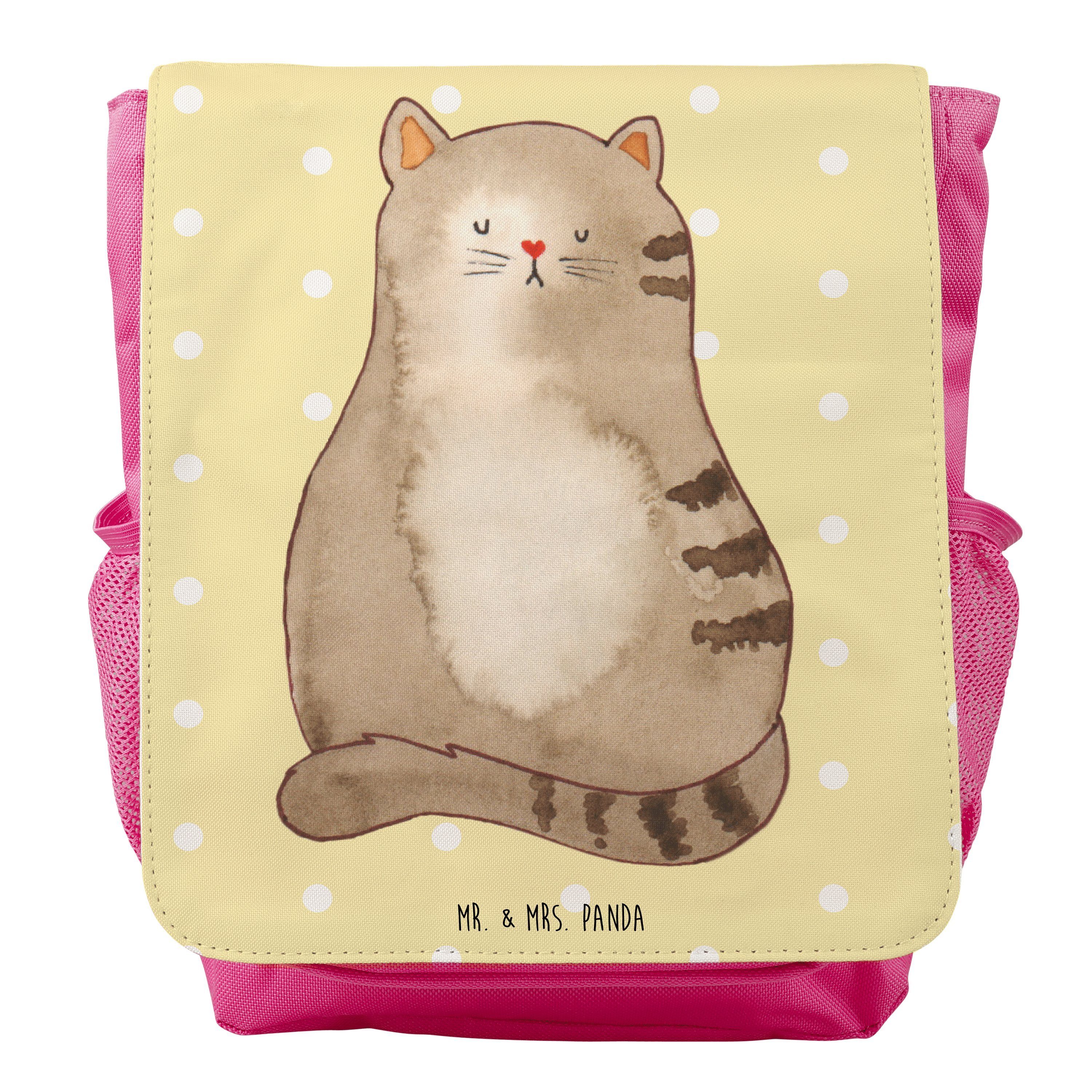 Mr. & Mrs. Panda Kinderrucksack Mädchen Katze sitzend - Gelb Pastell - Geschenk, Rucksack Kindergröße