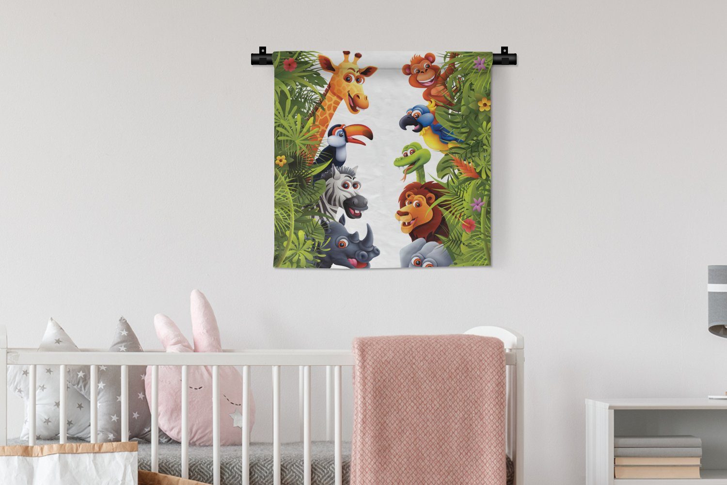 Mädchen Kinder, - Kinderzimmer Tiere - Wanddeko Wandbehang, - Dschungel Schlafzimmer, für Kleid, Giraffe Wohnzimmer, - Elefant Wanddekoobjekt Jungen - MuchoWow -