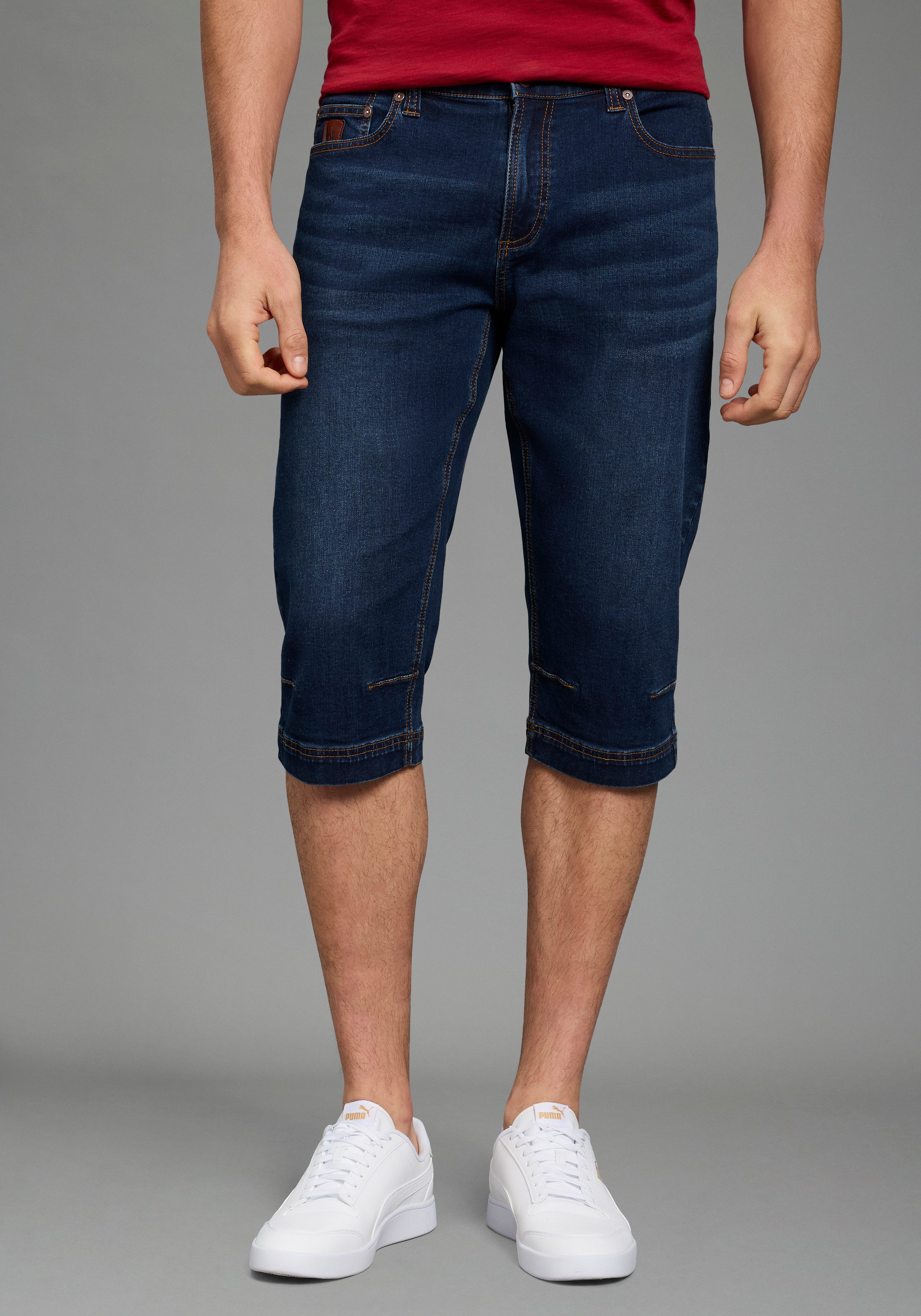Bruno Banani Jeansbermudas Straight-Fit, normale Leibhöhe, aus elastischem Denim-Material