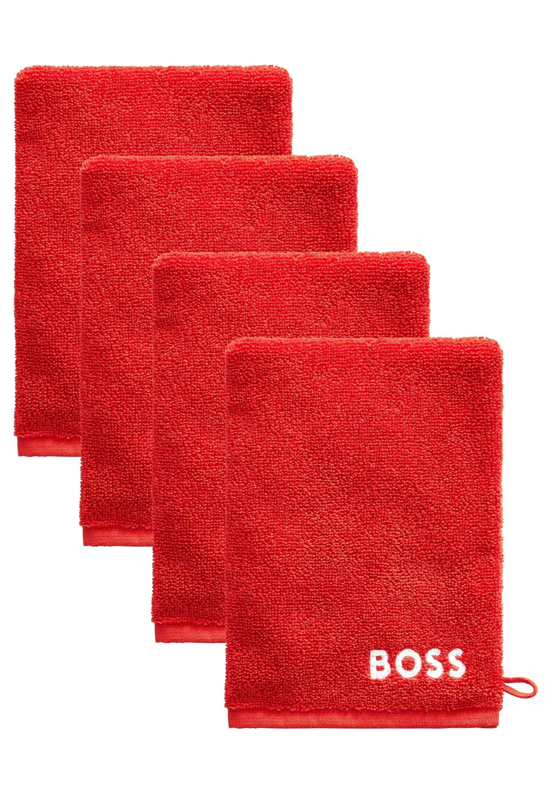 Hugo Boss Home Handtücher 4er-Set Waschhandschuhe, mit modernem Design REDN