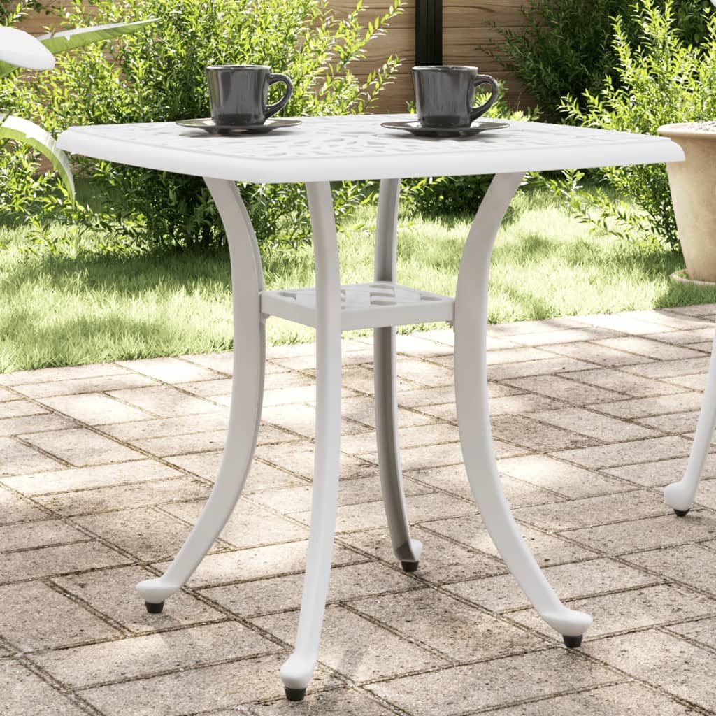 furnicato Gartentisch Stilvoller 53 x 53 x 53 cm in Weiß aus (1-St), Korrosionsbeständiger Outdoor-Tisch mit Musterplatte für den Innenraum