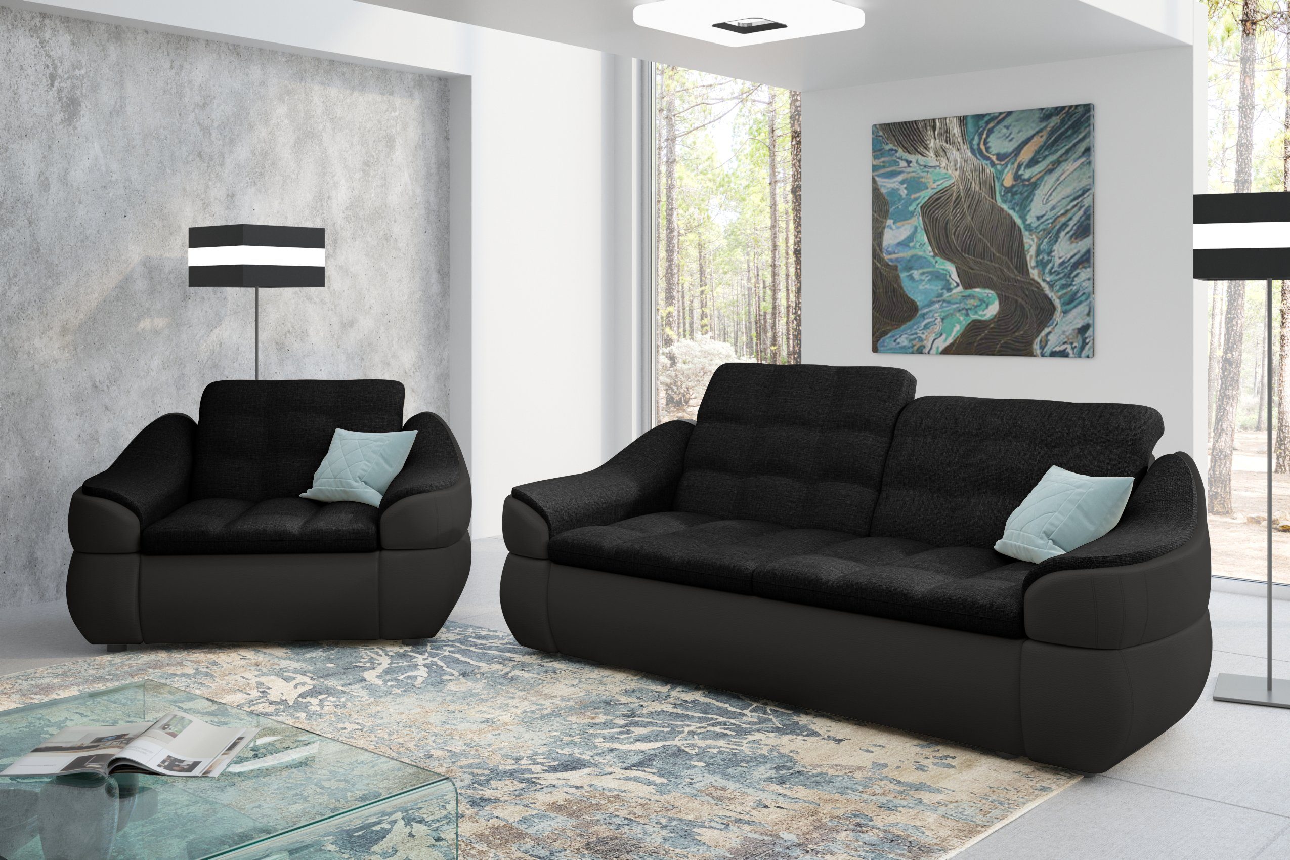 made in Alisa, aus Sessel, bestehend Modern (Set Sofa Polstergarnitur Design, und Europa 2-Sitzer (2-tlg), Stylefy