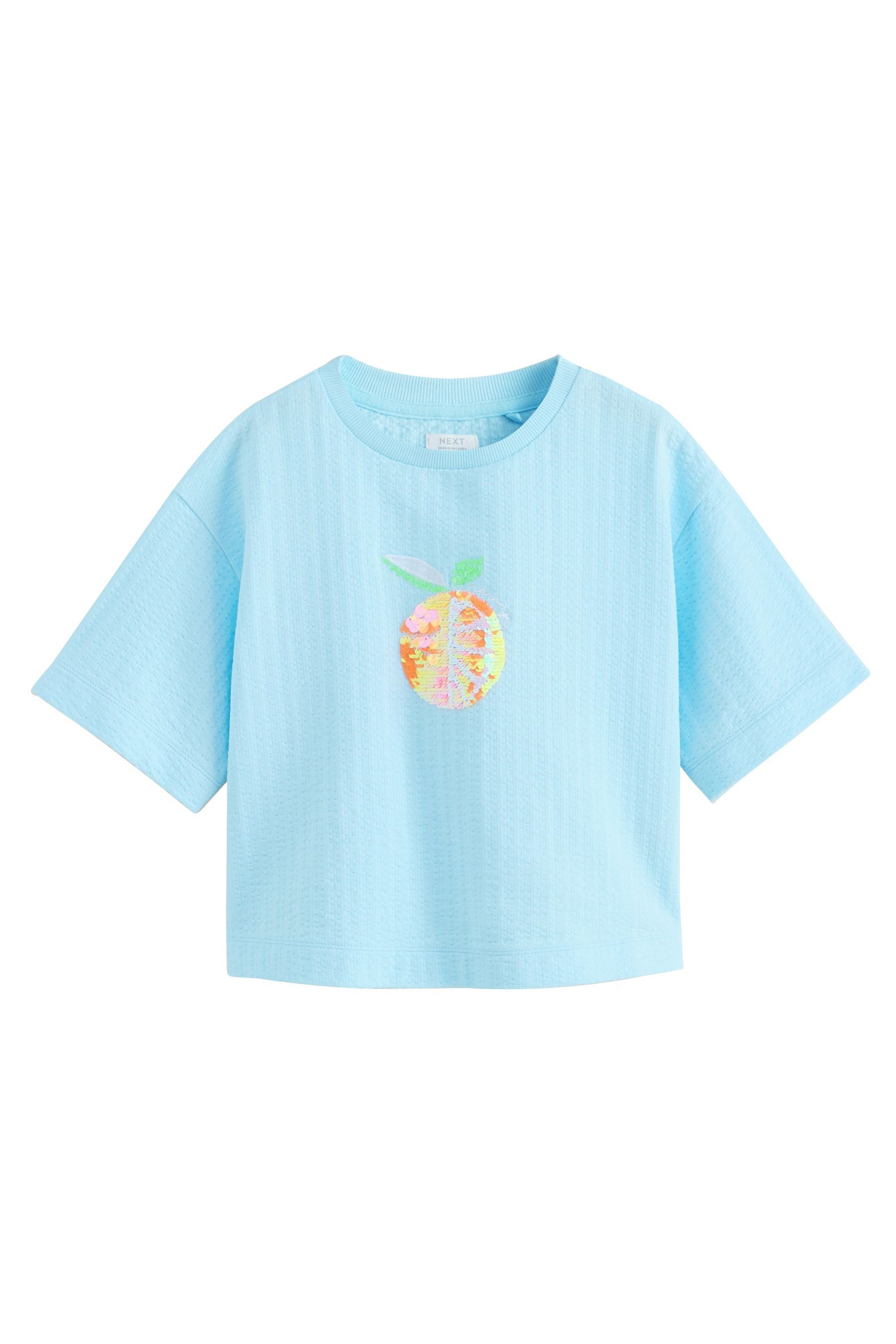 Next Paillettenshirt Kastiges Oversized Fit T-Shirt mit Pailletten (1-tlg)