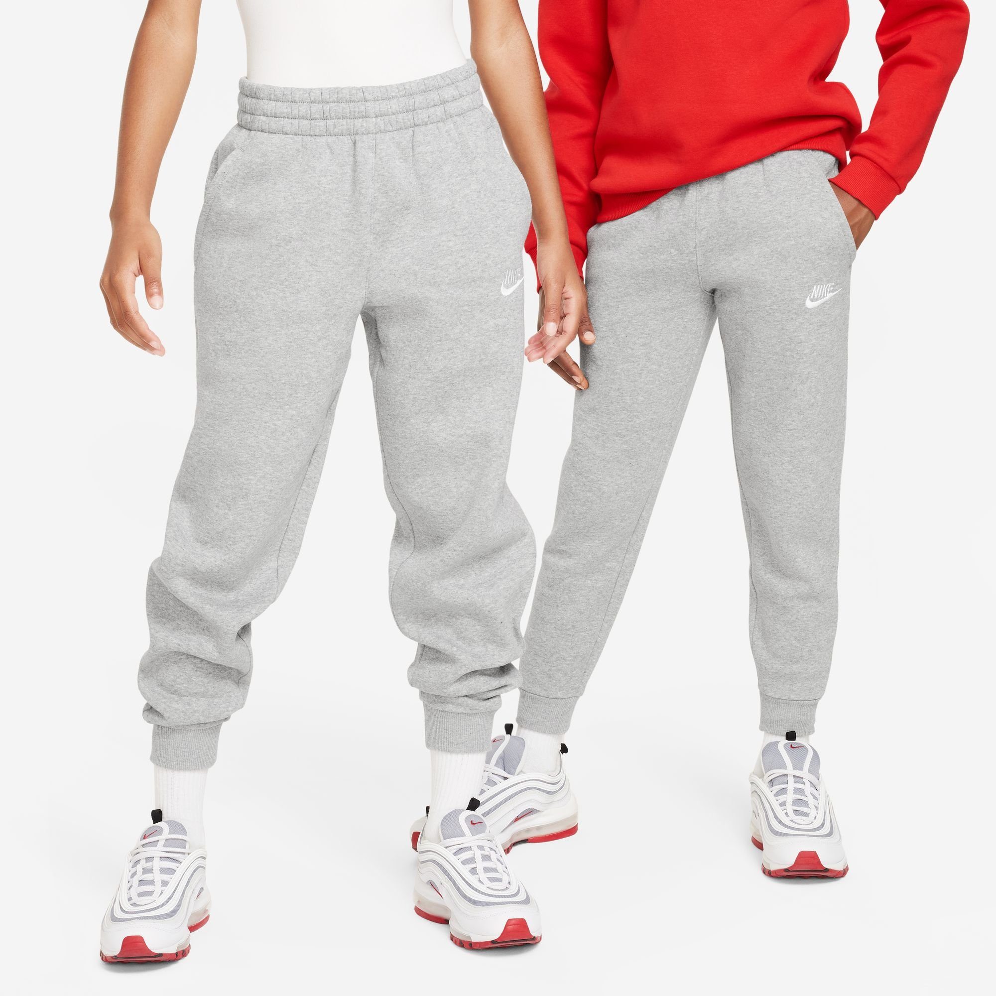 Jogginghose Nike PANTS JOGGER FLEECE Sportswear GREY/WHITE BIG DK KIDS' CLUB HEATHER/BASE GREY