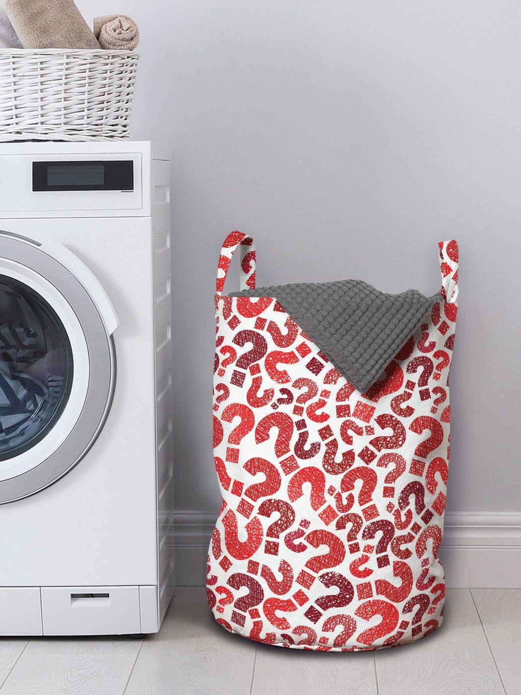 Griffen Fragezeichen-Muster mit Wäschesäckchen für Wäschekorb Skizzenhaft Abakuhaus Kordelzugverschluss Waschsalons,