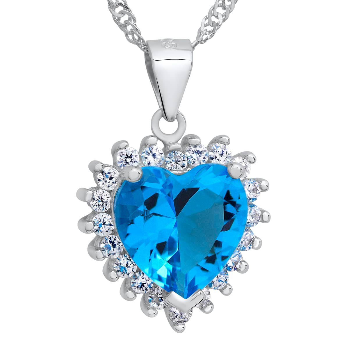 Schmuck-Elfe Herzkette Ocean Heart Aquamarin, 925 Sterling Silber