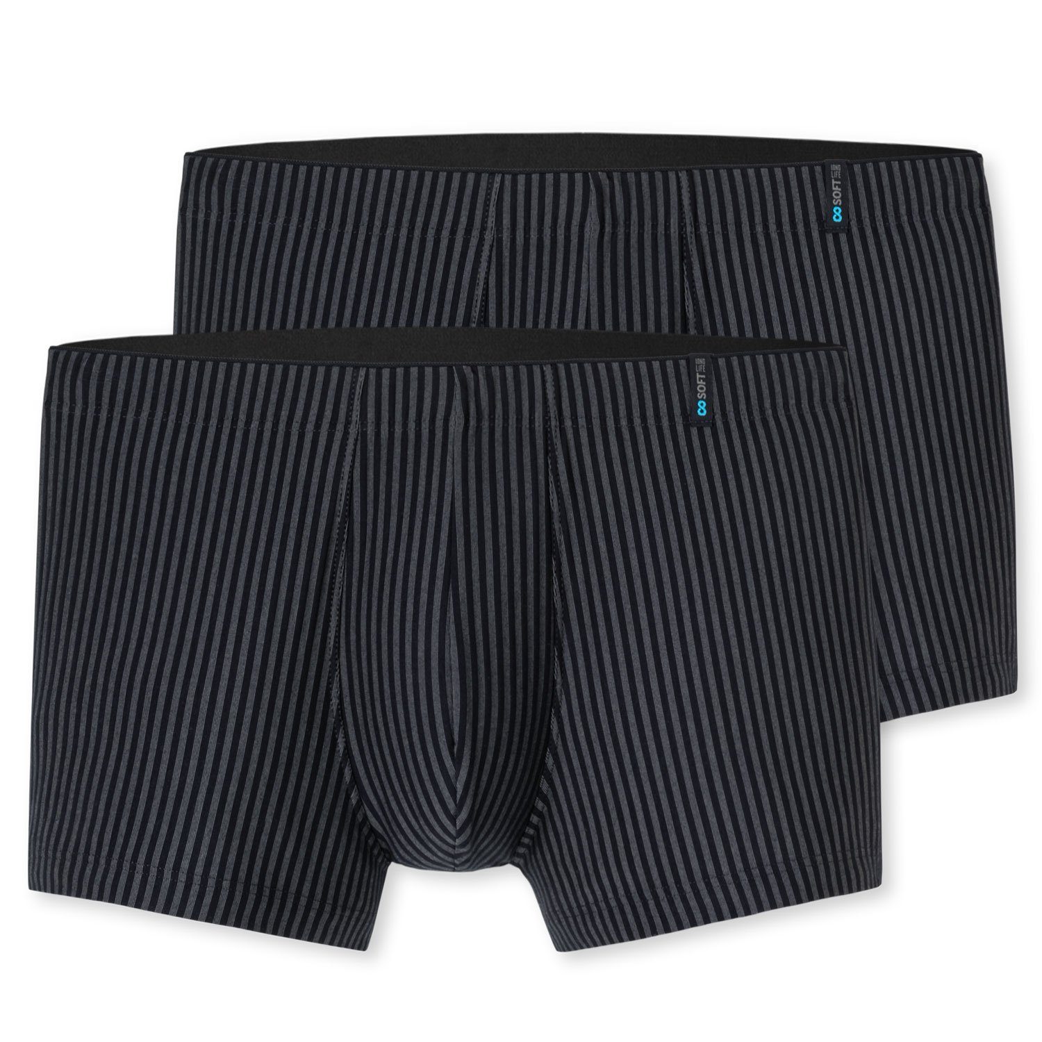 Schiesser Boxershorts Shorts (2-St) ohne Eingriff, körpernaher Schnitt, innenliegender Webgummibund schwarz gestreift