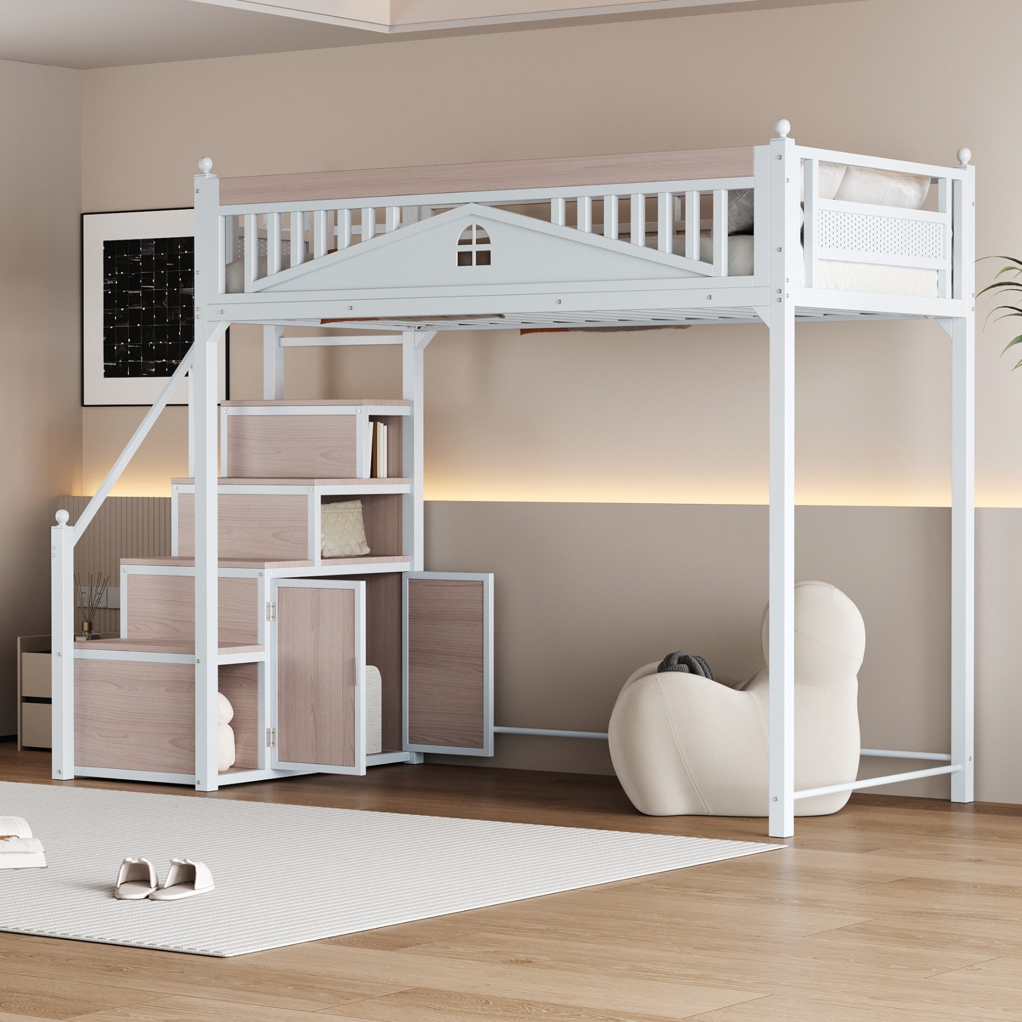 Odikalo Hochbett Jugendbett Steigleiter von links günstig online kaufen