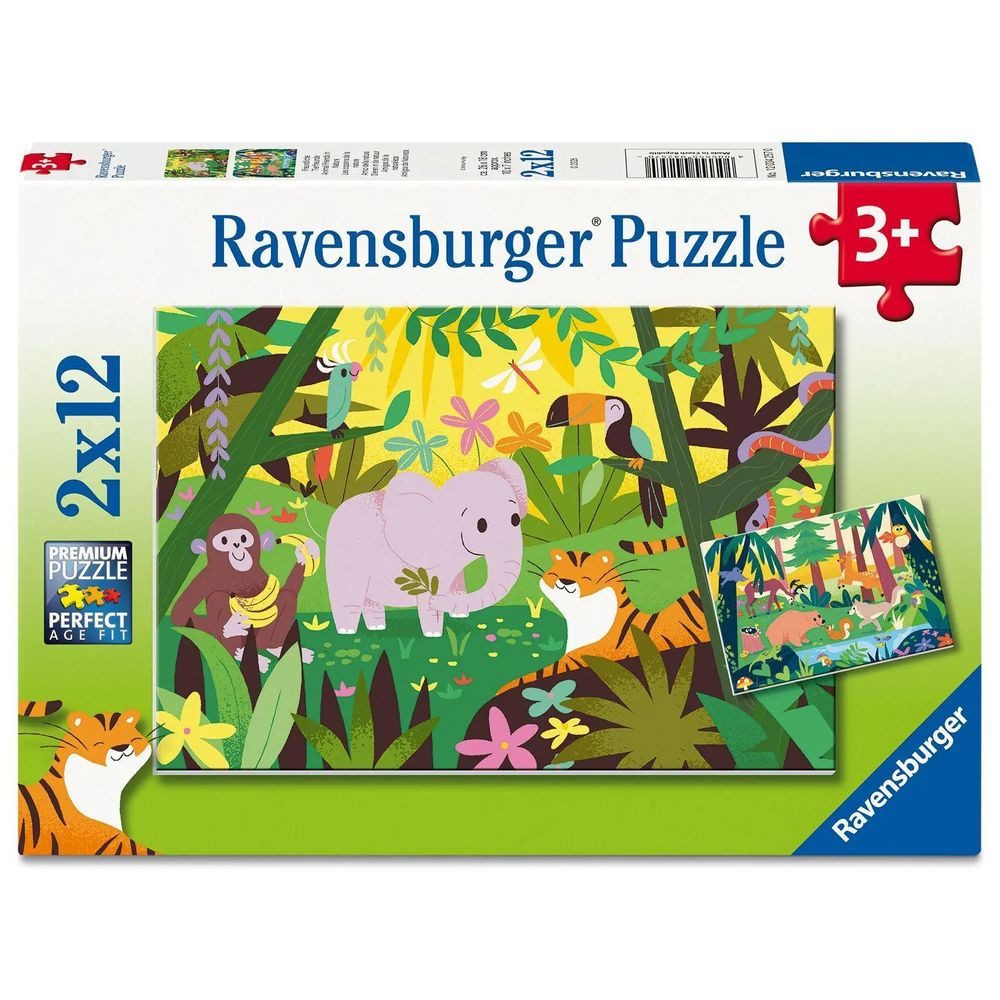 Ravensburger Puzzle Kinderpuzzle 2x12 Teile - Freundliche Tierfreunde, 12 Puzzleteile