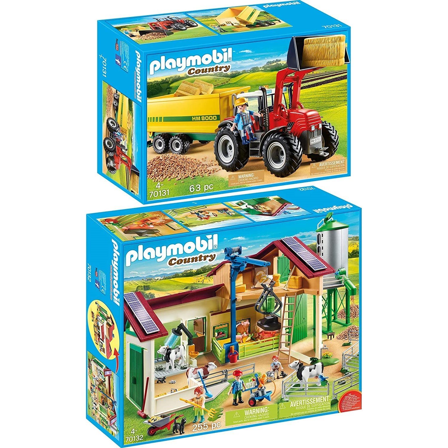 Playmobil® Spielbausteine »70131 70132 Country 2er Set Riesentraktor +  Großer Bauernhof«