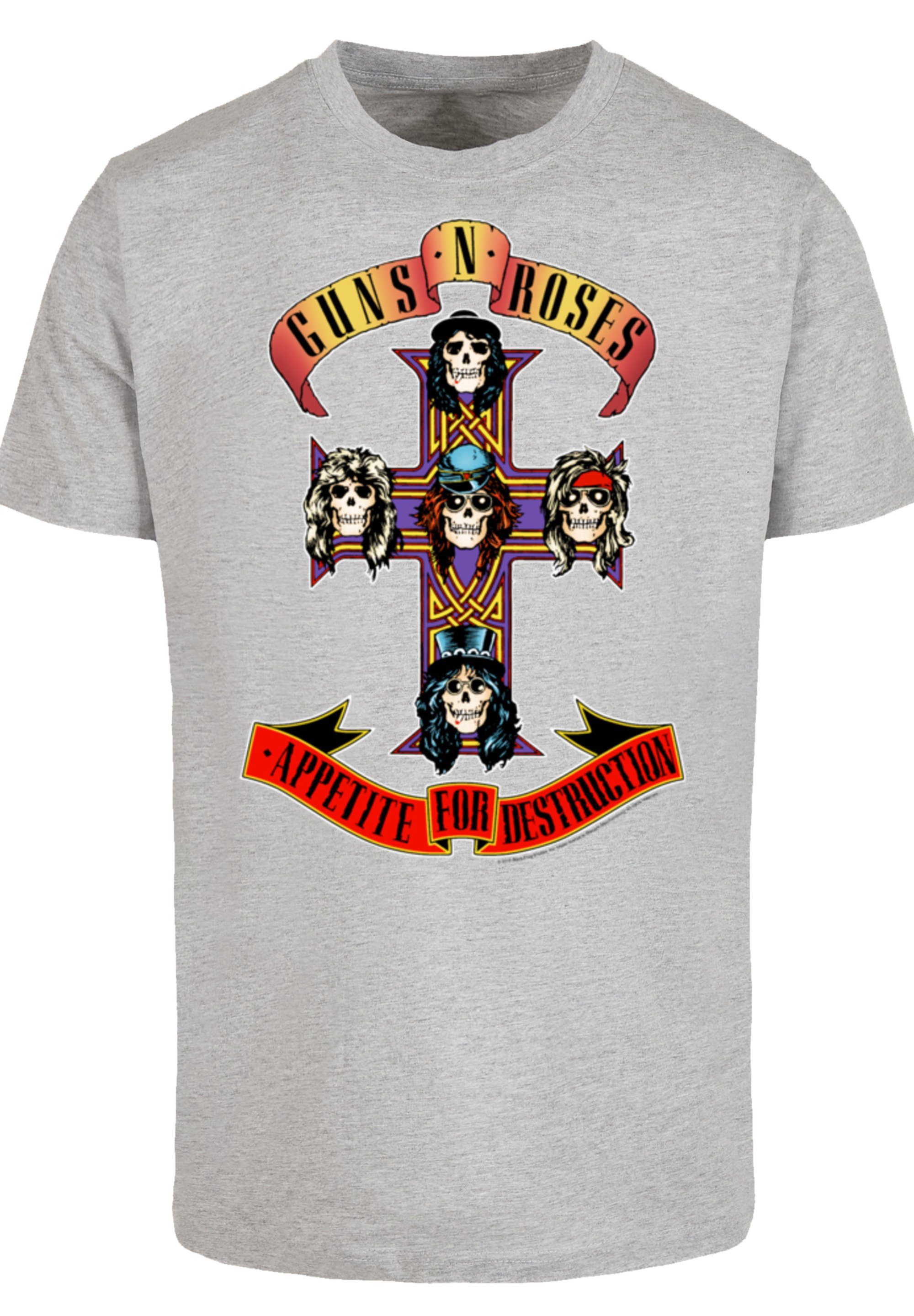 Guns For 'n' Roses Print grey Appetite T-Shirt Destruction F4NT4STIC heather