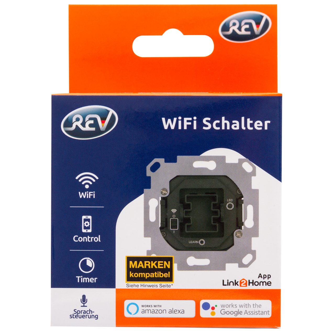 REV Link2Home WiFi Aus-/Wechselschalter Einsatz – Smartschalter Unterputzschalter