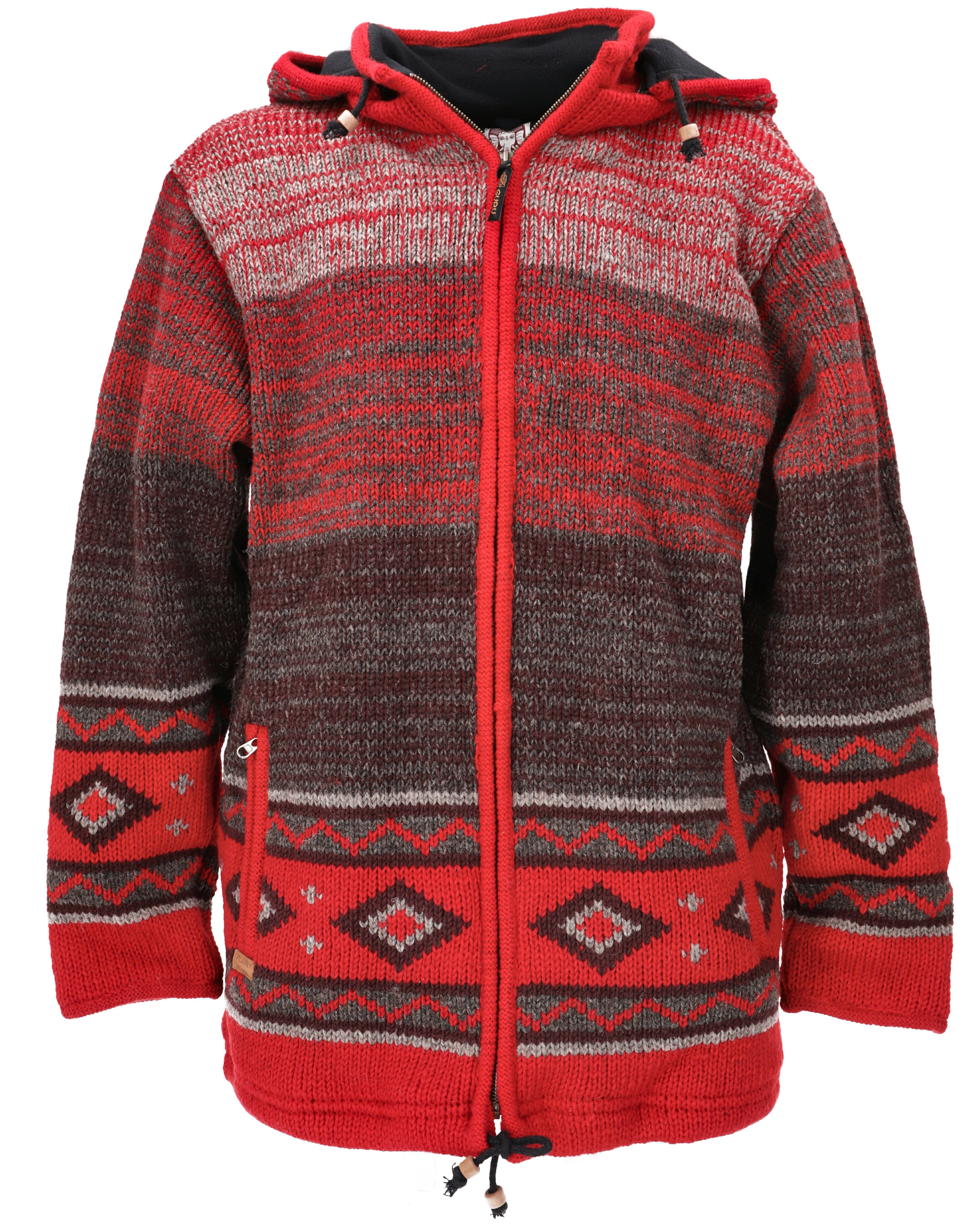 Guru-Shop Langjacke Kuschelige gefütterte Unisex Strickjacke,.. alternative Bekleidung