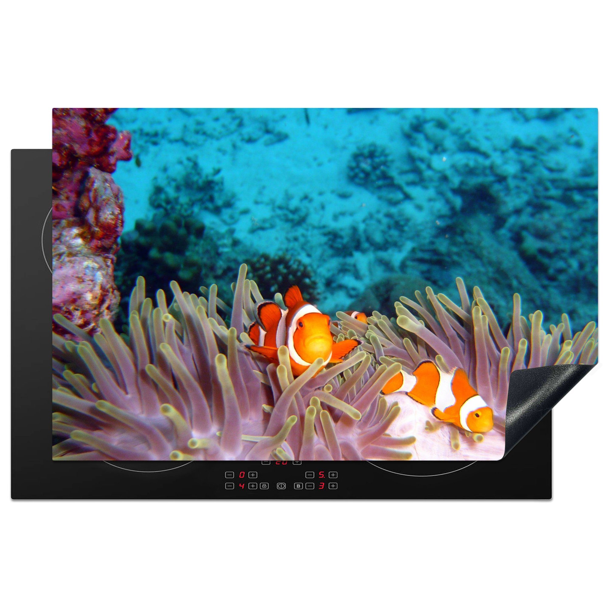 MuchoWow Herdblende-/Abdeckplatte Clown - Fisch tlg), - 81x52 küche, für Vinyl, cm, (1 die Induktionskochfeld Ceranfeldabdeckung Nemo, Schutz