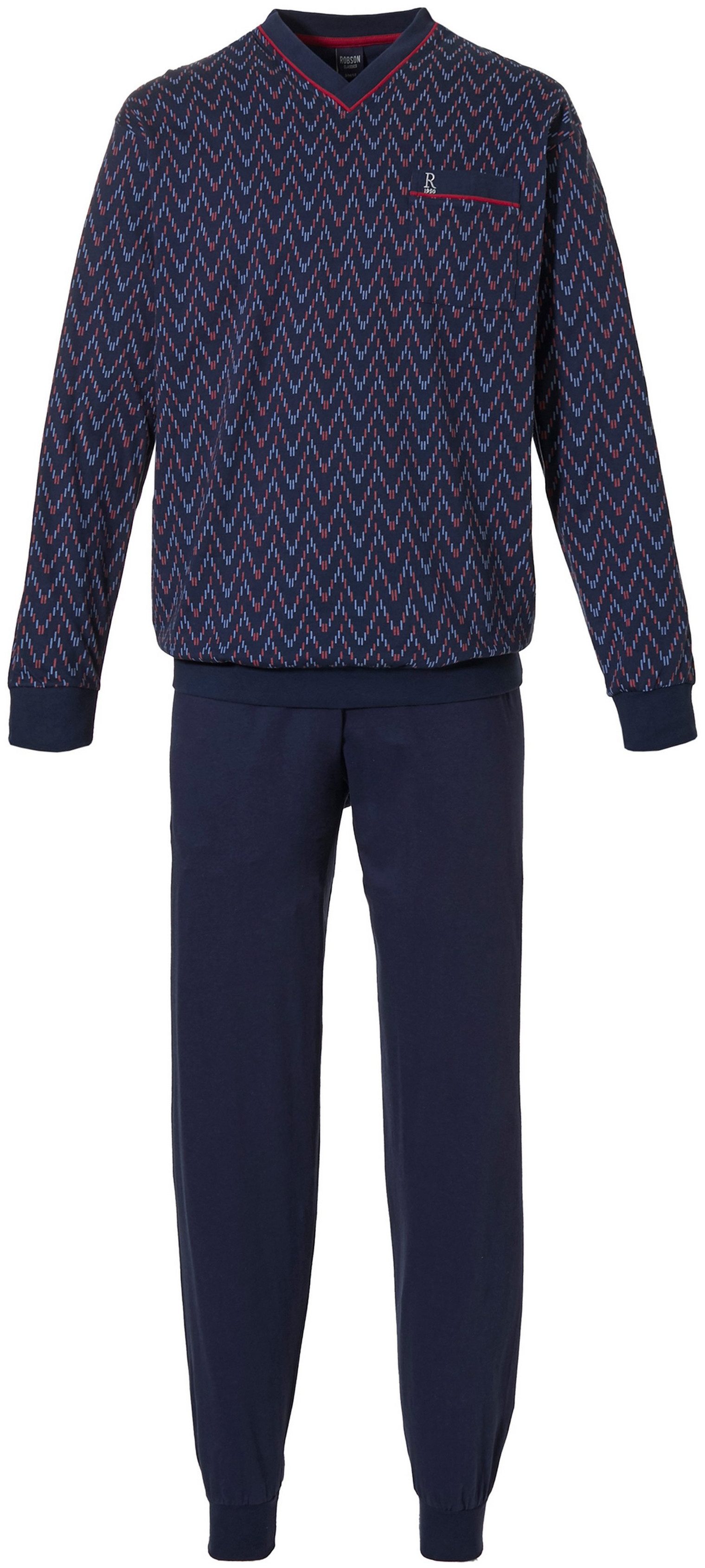 Robson Pyjama Herren Schlafanzug mit Bündchen (2 tlg) Baumwolle