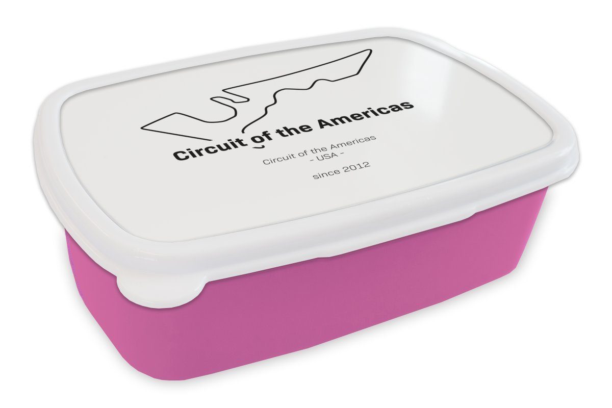 Kunststoff rosa -Rennstrecke, Kunststoff, 1 Brotdose (2-tlg), Kinder, MuchoWow Brotbox Formel Snackbox, Erwachsene, für Lunchbox Mädchen, -Amerika