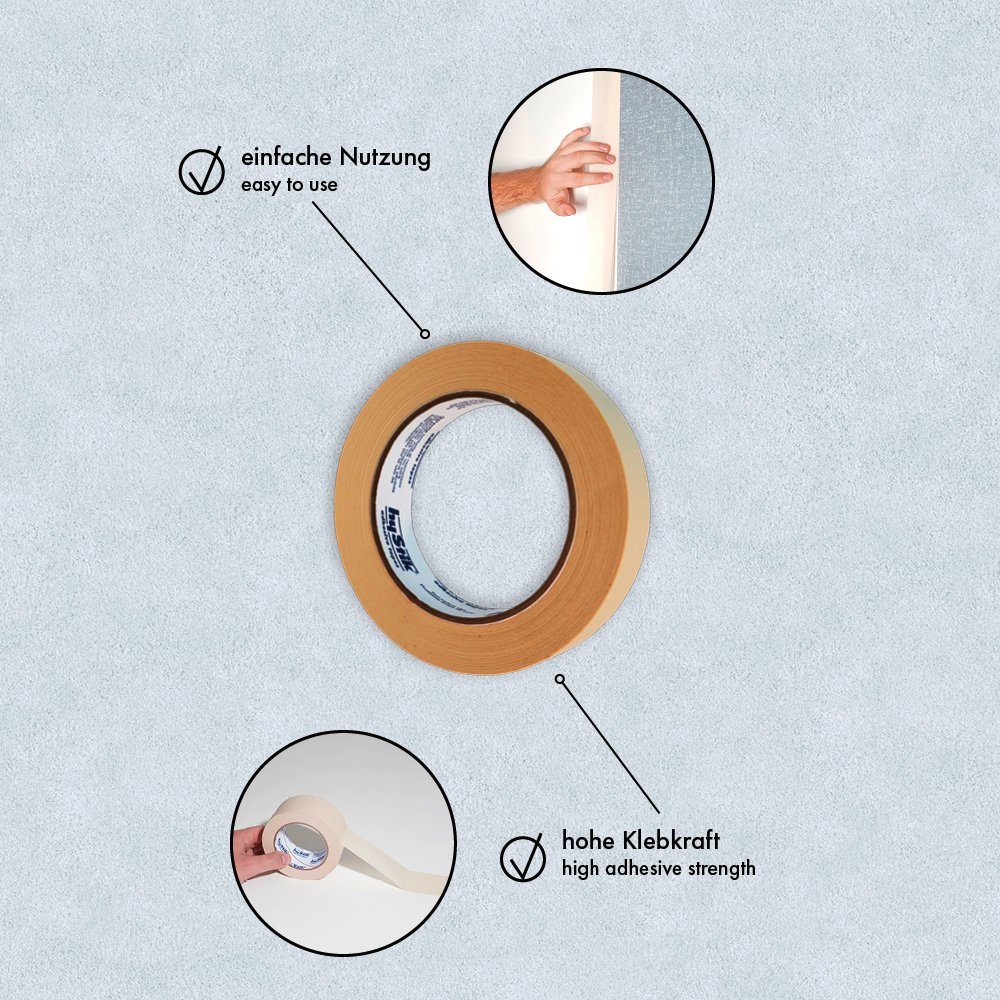 mm A.S. nassfest, Malerkrepp 50 Klebkraft, 1 x Premium à Kreppband hohe reißfest, Klebeband 25 Création Rolle m
