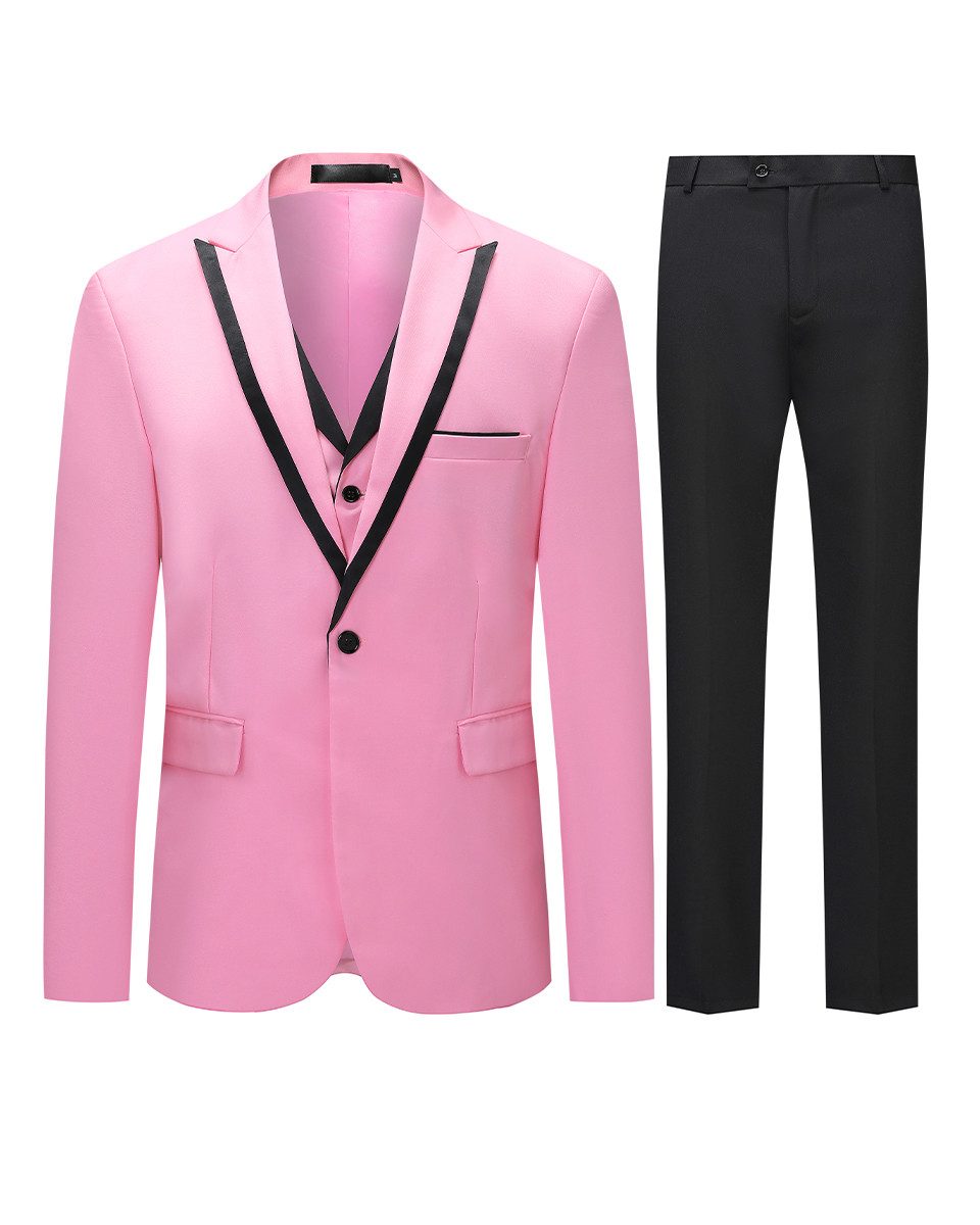 Allthemen Anzug (3 tlg) Slim Fit Elegante Anzüge mit Spitzen Revers