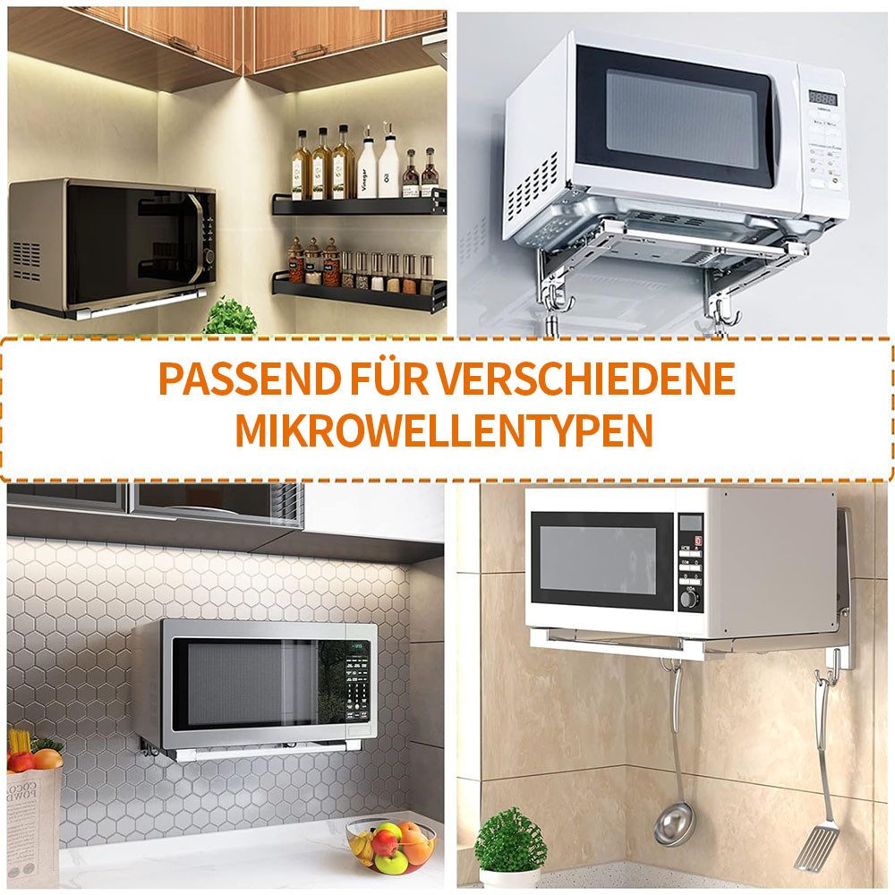 MOPUEA Mikrowellen-Wandhalterung Wandhalterung Mikrowelle Edelstahlarm verstellbar Tragkraft 100 lb