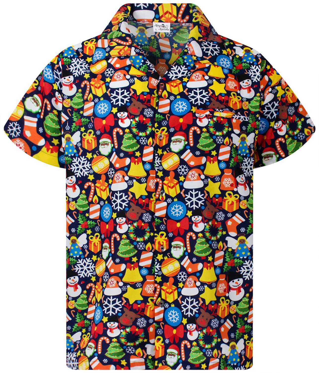 King Kameha Hawaiihemd Christmas Allover Funky Hawaii-Hemd Kurzarm Front-Ta günstig online kaufen