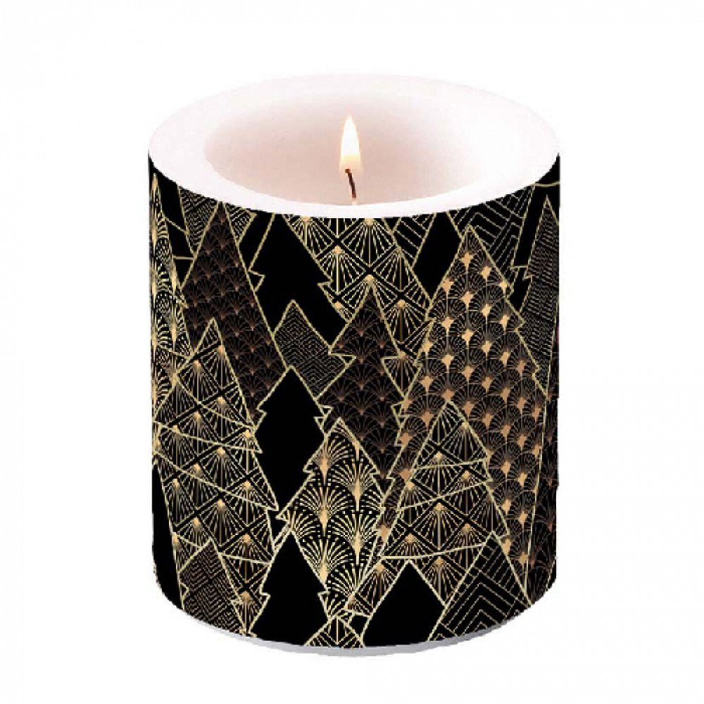Ambiente Luxury Paper Products Stumpenkerze Kerze Luxury Trees 10 x 10cm schwarz gold Stumpenkerze (1-tlg)