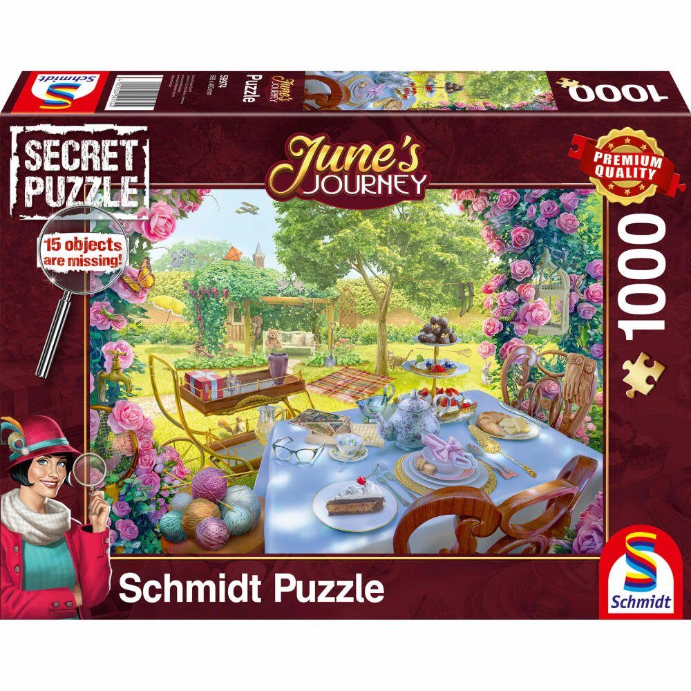 Schmidt Spiele Puzzle Junes Journey Tee im Garten, 1000 Puzzleteile