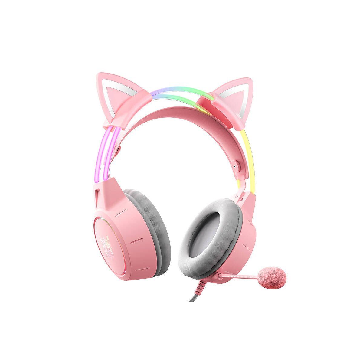 ONIKUMA ONIKUMA X15Pro Pink Gaming Headset Katzenohren On-Ear-Kopfhörer