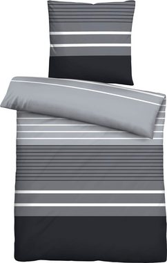 Bettwäsche Fenja in Gr. 135x200, 155x220 oder 200x200 cm, Biberna, Mako-Satin, 2 teilig, Bettwäsche aus Baumwolle in Satin-Qualität, Bettwäsche mit Streifen