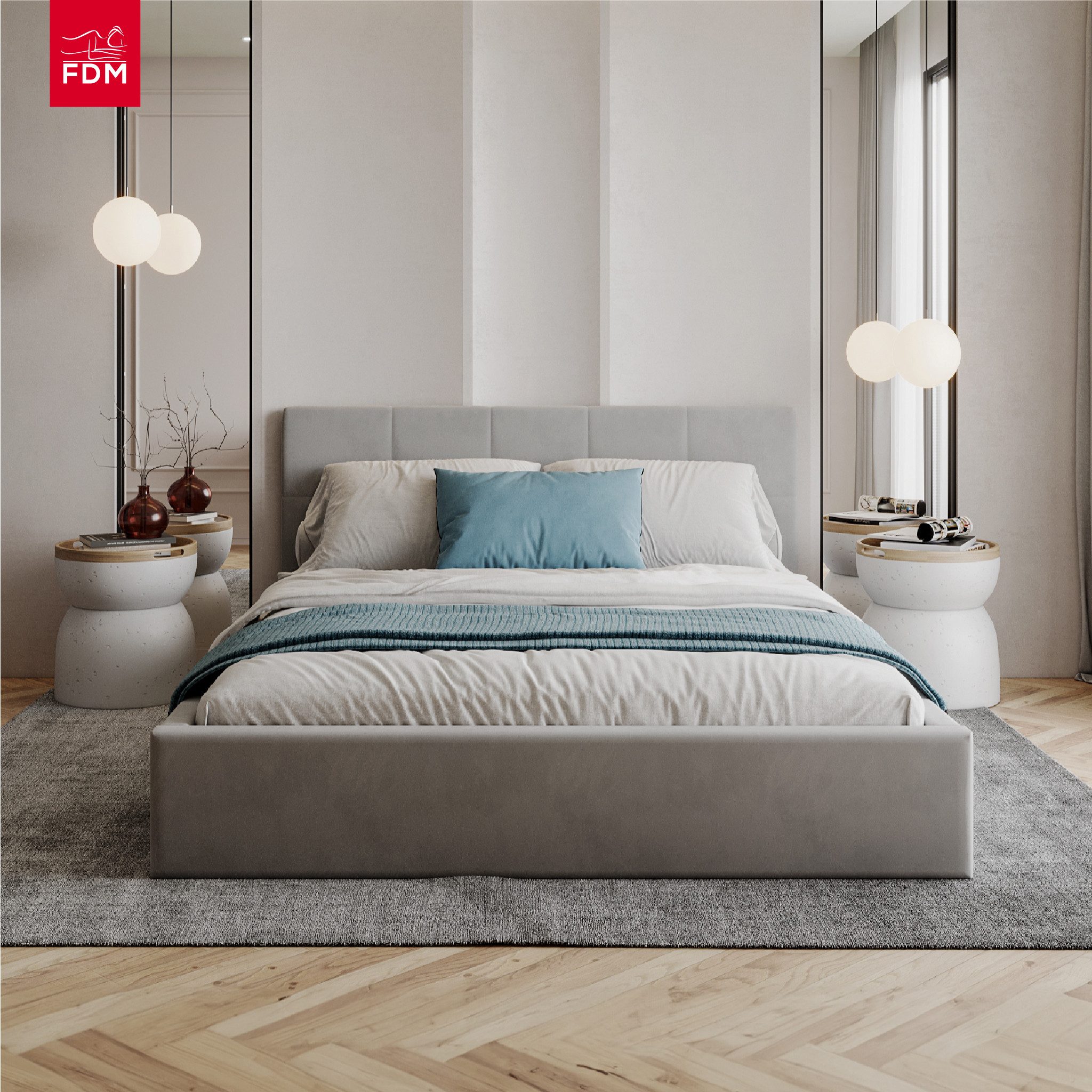 FDM Polsterbett VEGAS Bettkasten MADE IN EU - mit hochwertigem Paris Bezug (verfügbar 90x200 120x200 140x200 160x200 180x200cm, Bettrahmen, Bett, mit großen gepolsternetn Kopfteil, mit Bettkasten zum ausklappen), Hebbarer Metallrahmen, Bettkasten, ohne Matratze