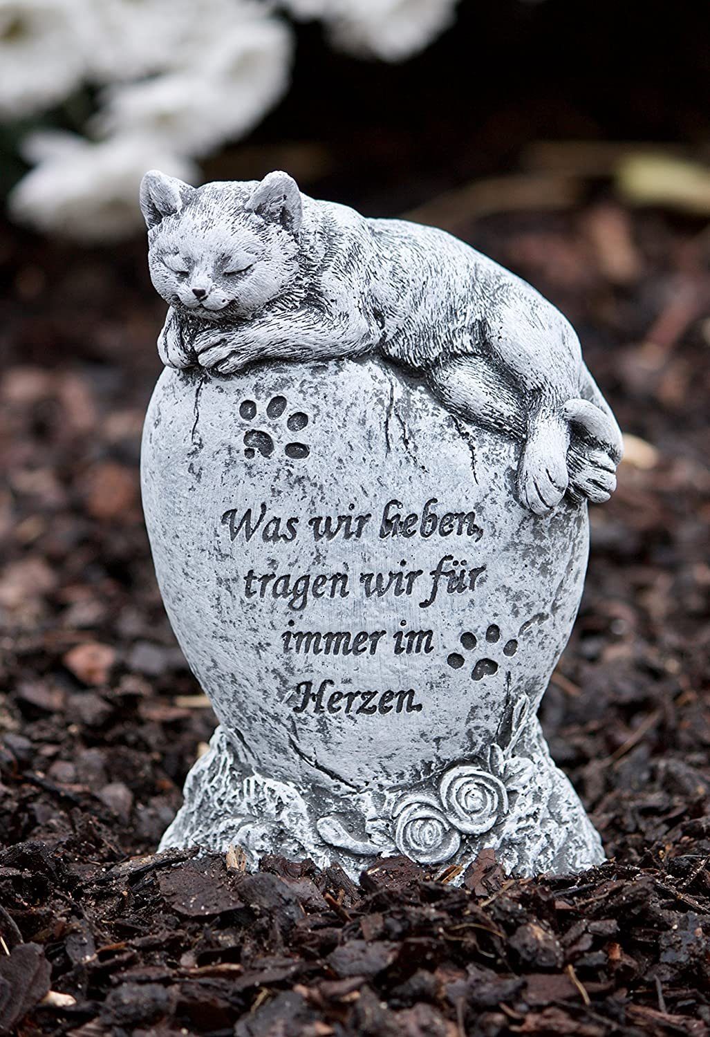 Stone and Style Gartenfigur Grabstein Katze Was wir lieben tragen.. frostfe günstig online kaufen
