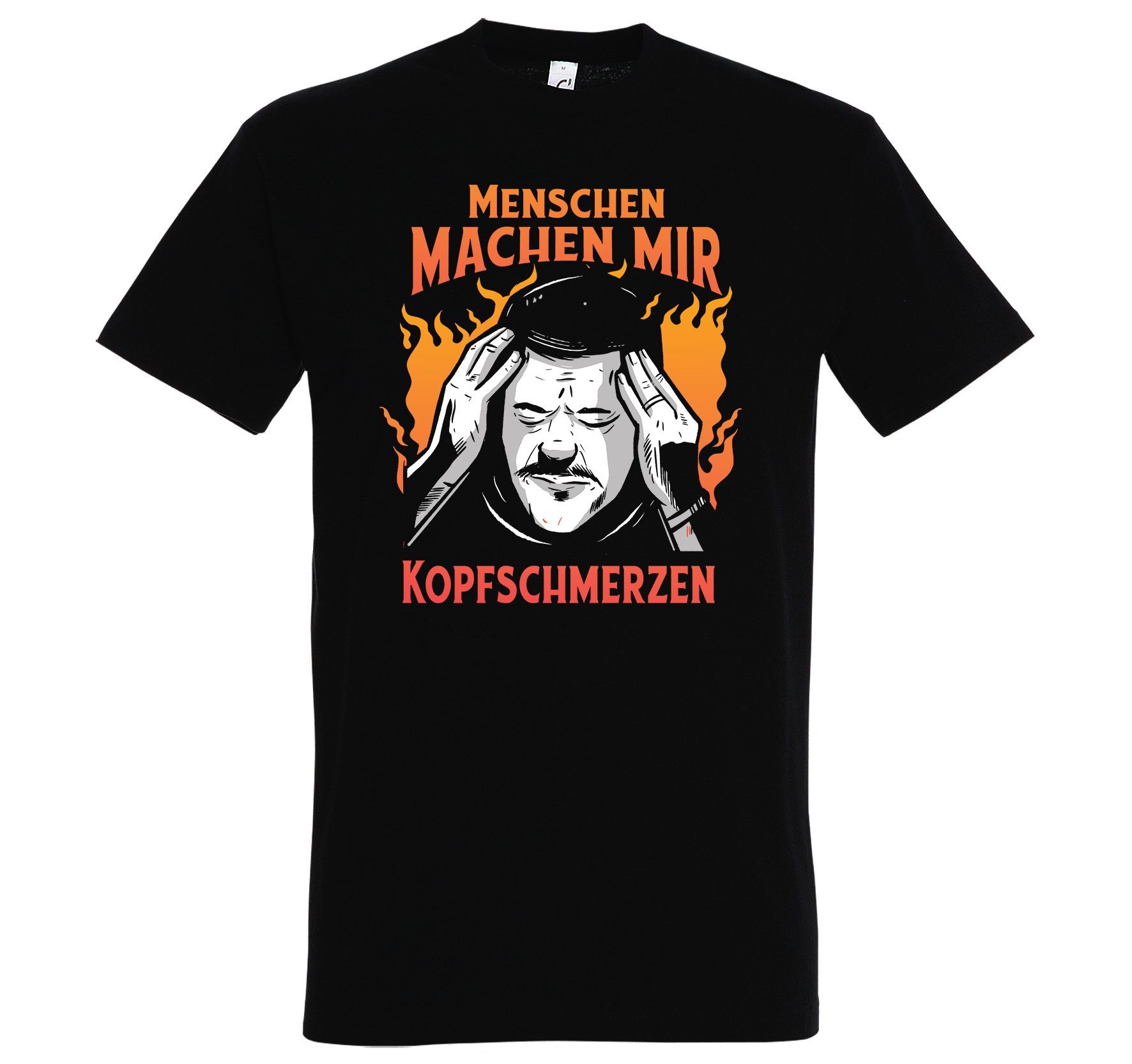 Machen "Menschen Print-Shirt T-Shirt Spruch Mir Herren lustigem Designz Youth Schwarz mit Kopfschmerzen"