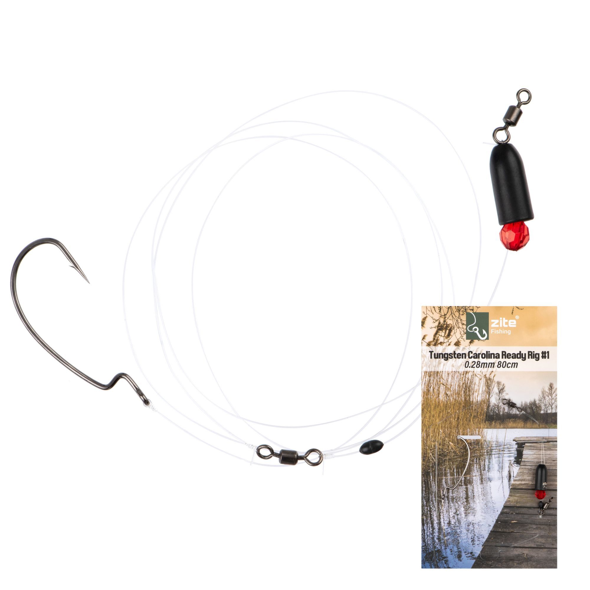 Offset-Haken Tungsten Carolina Rig Fertigmontage 2 Gr. #1, #2/0 Raubfisch-Angeln