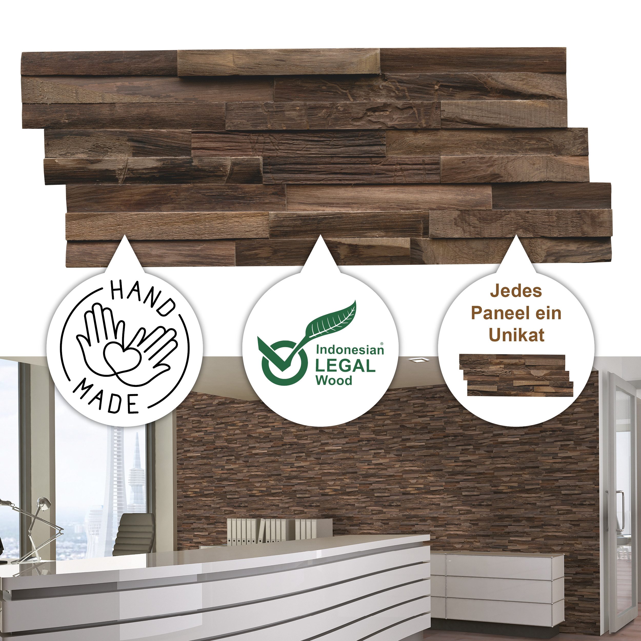 INDO 3D Wandpaneel Muster Teak Elegance, günstig online kaufen