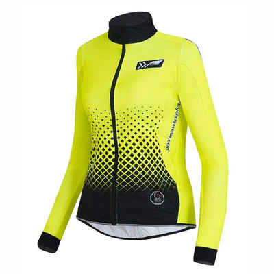prolog cycling wear Funktionsjacke Fahrradjacke Damen Winter Softshell „Safety Jacket Zero Wind & Water“ Radjacke Neongelb & Schwarz mit Reflexelementen