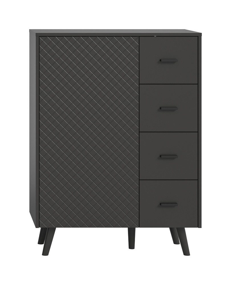 xonox.home Sideboard Kommode Linea, mit Schubkästen, grau, Kommode dunkel, Wohnzimmerkommode 80 cm