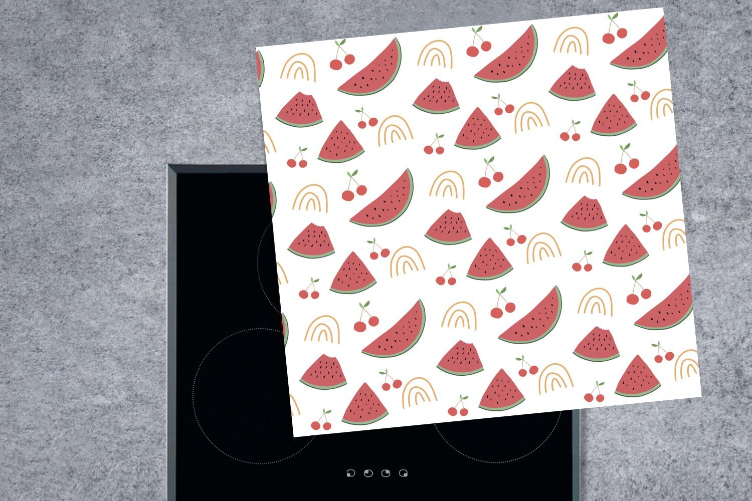 MuchoWow Herdblende-/Abdeckplatte Wassermelone - Obst cm, Rot Arbeitsplatte küche - - Vinyl, 78x78 Ceranfeldabdeckung, Weiß, tlg), (1 für