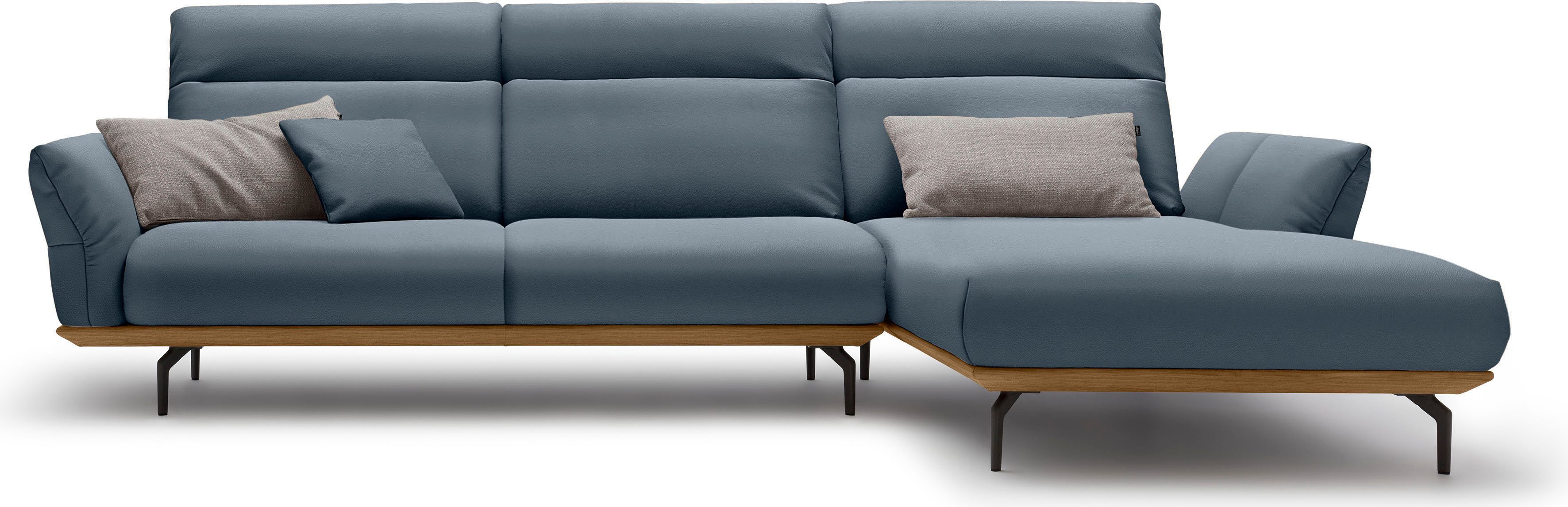 Creation BY ROLF BENZ Ecksofa CR.460, Sockel in Nussbaum, Winkelfüße in Umbragrau, Breite 318 cm
