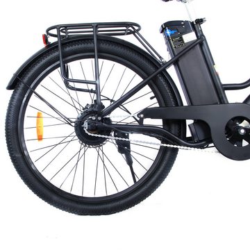 Docrooup E-Bike 26Zoll City Elektrofahrrad,36V10.4Ah Li-lon Akku, E Bike Damen Herren, 1 Gang, 250W Heckmotor, (Pedelec, Shimano Single Speed E bike, max. 25 km/h, Reichweite 35-55 km), für 160-190cm
