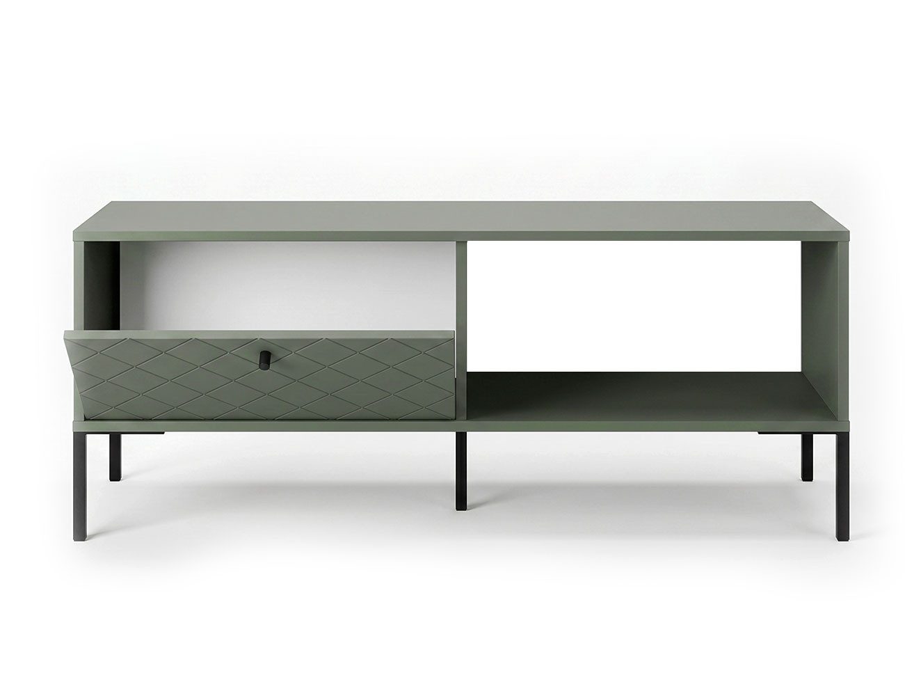 Feldmann-Wohnen Couchtisch Vitoria (2 Klappe, 1 offenes Fach, 1-St., moderne Optik, Metallfüße, Knopfgriffen), 105x52x39cm grün