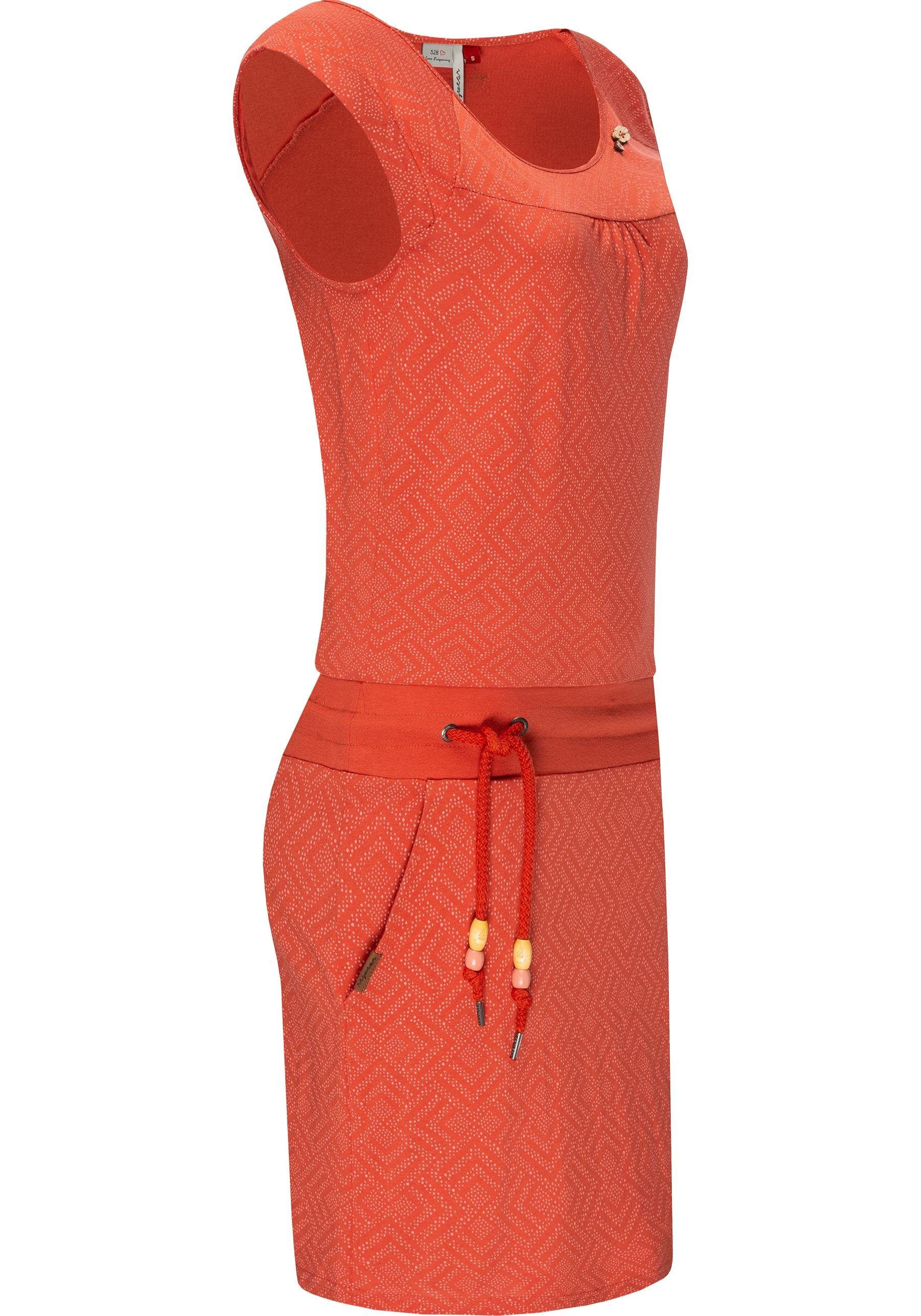 Ragwear Sommerkleid Penelope leichtes Print ziegelrot Baumwoll Kleid mit