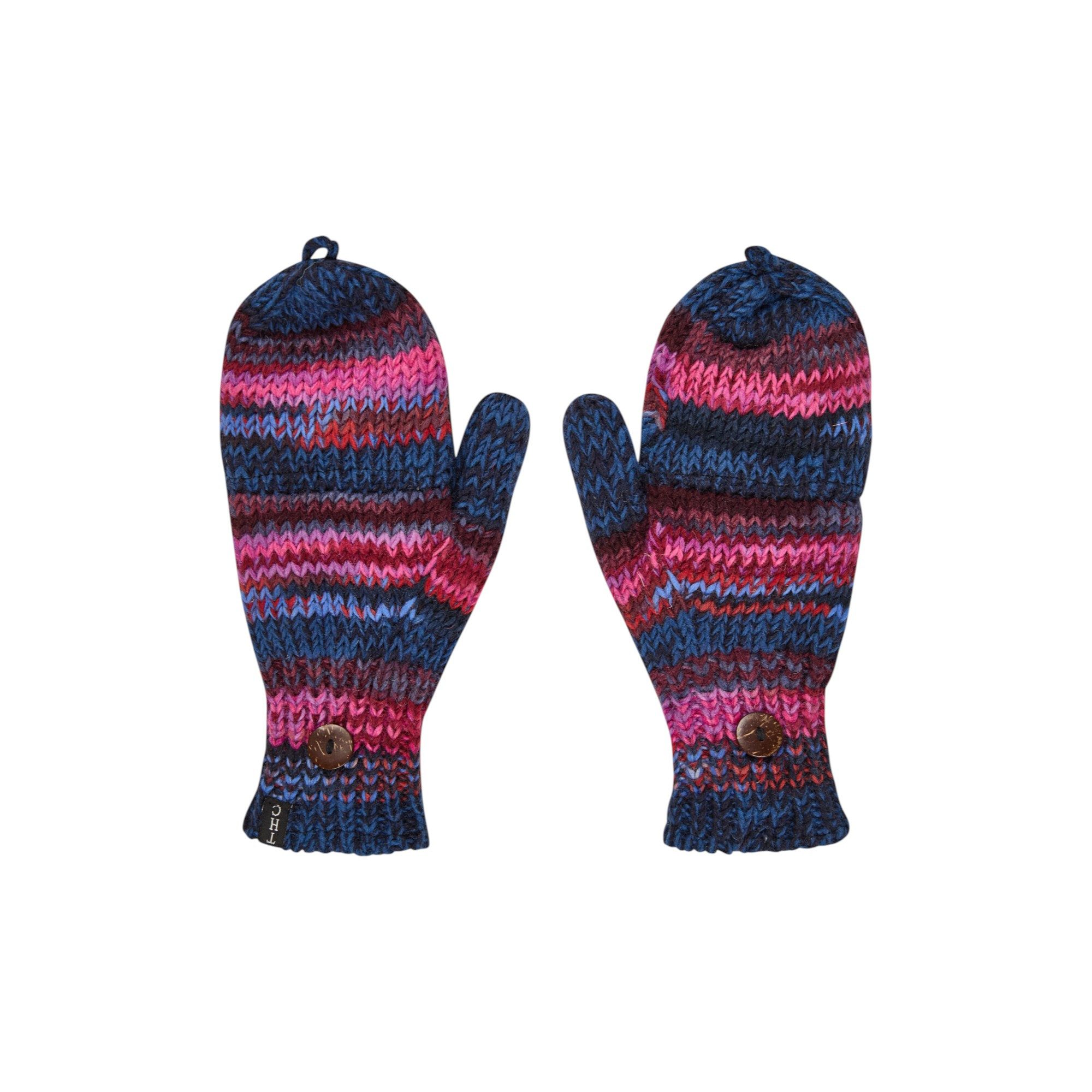 THC Natural Line Strickhandschuhe THC Klapphandschuhe 805 bunt (1 Paar, 1-St., 1 Paar) abklappbare Fingerspitzen