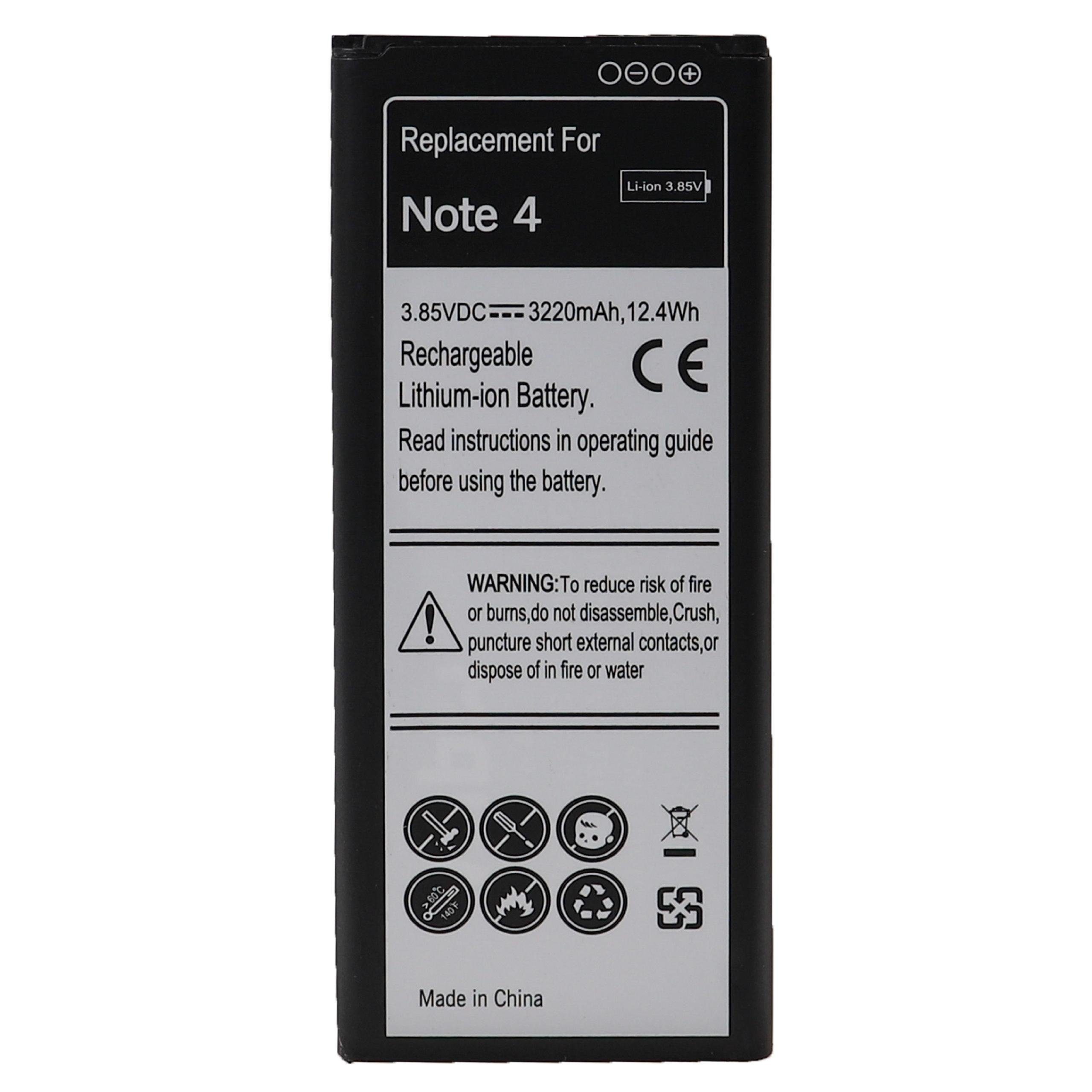 vhbw passend für Samsung Galaxy Note 4 SM-N910A, SM-N910C, SM-N910FD, Smartphone-Akku 3220 mAh