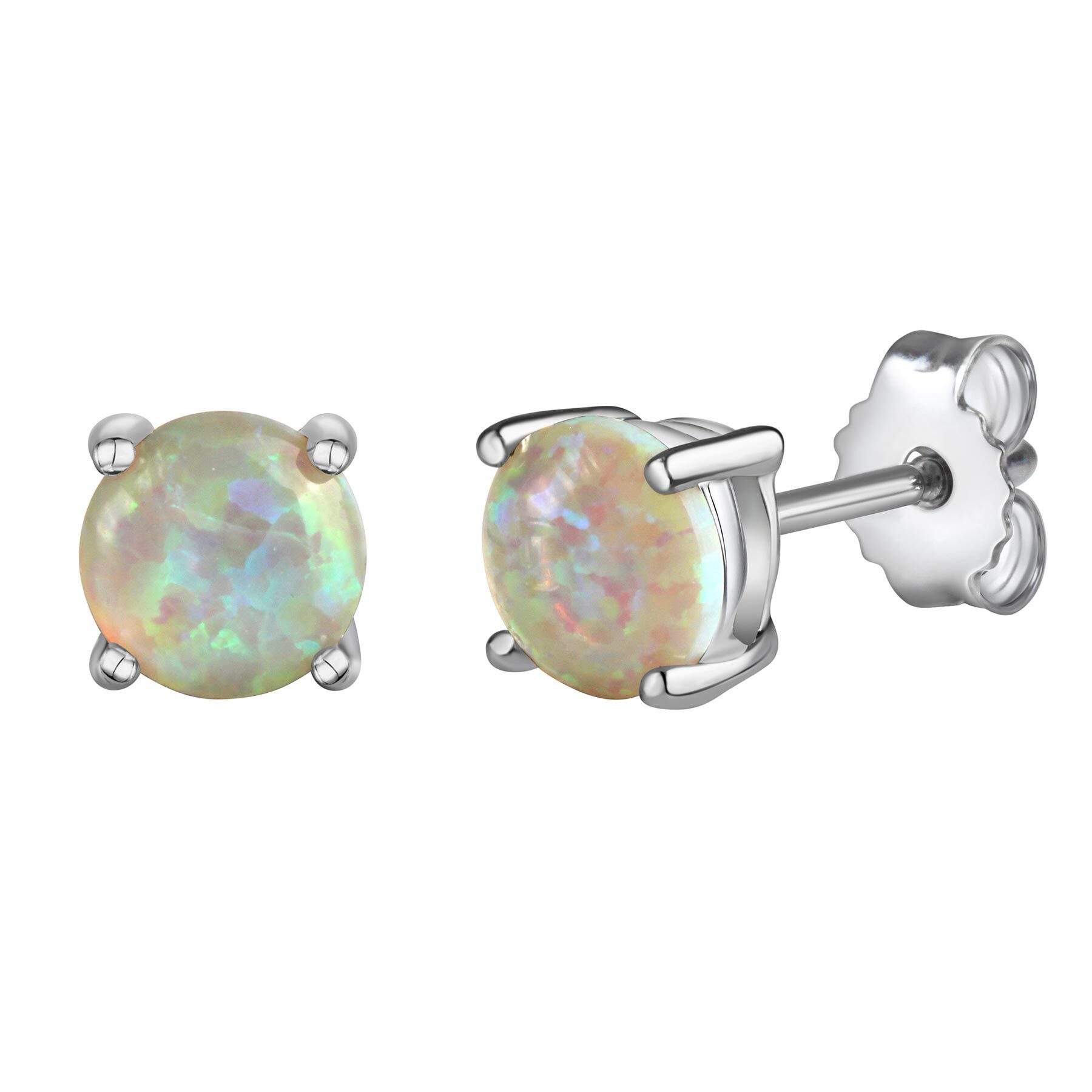 Vivance Paar Ohrstecker 925/- Sterling Silber rhodiniert Opal weiß