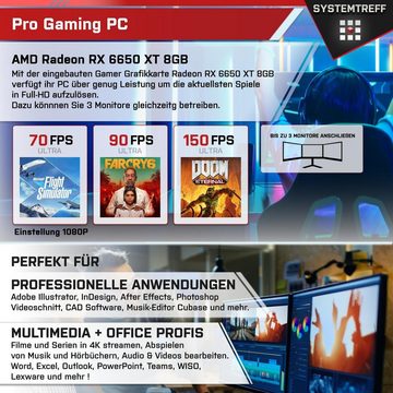 SYSTEMTREFF Basic Gaming-PC (AMD Ryzen 5 5500, Radeon RX 6650 XT, 16 GB RAM, 1000 GB SSD, Luftkühlung, Windows 11, WLAN)